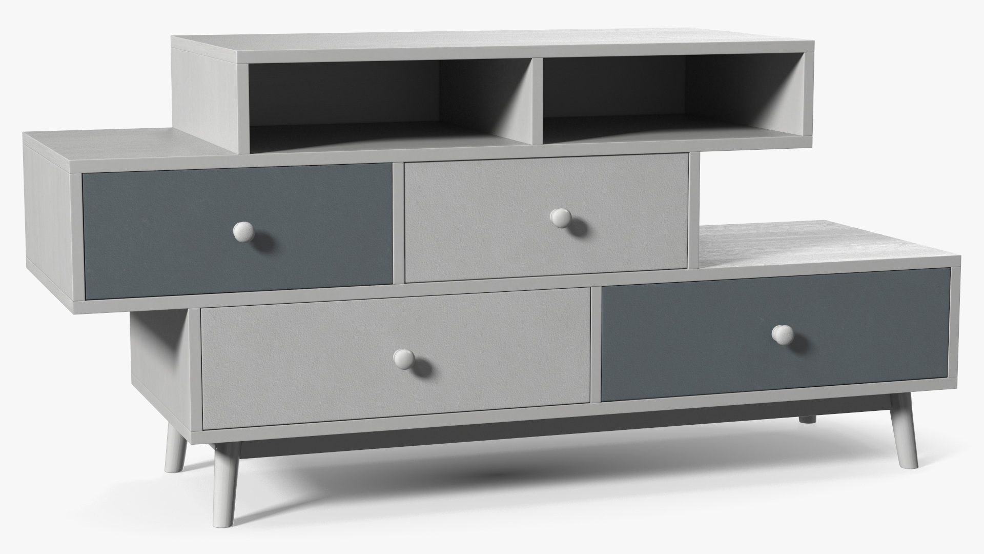 3D White Sideboard 4 Drawer Irvine
