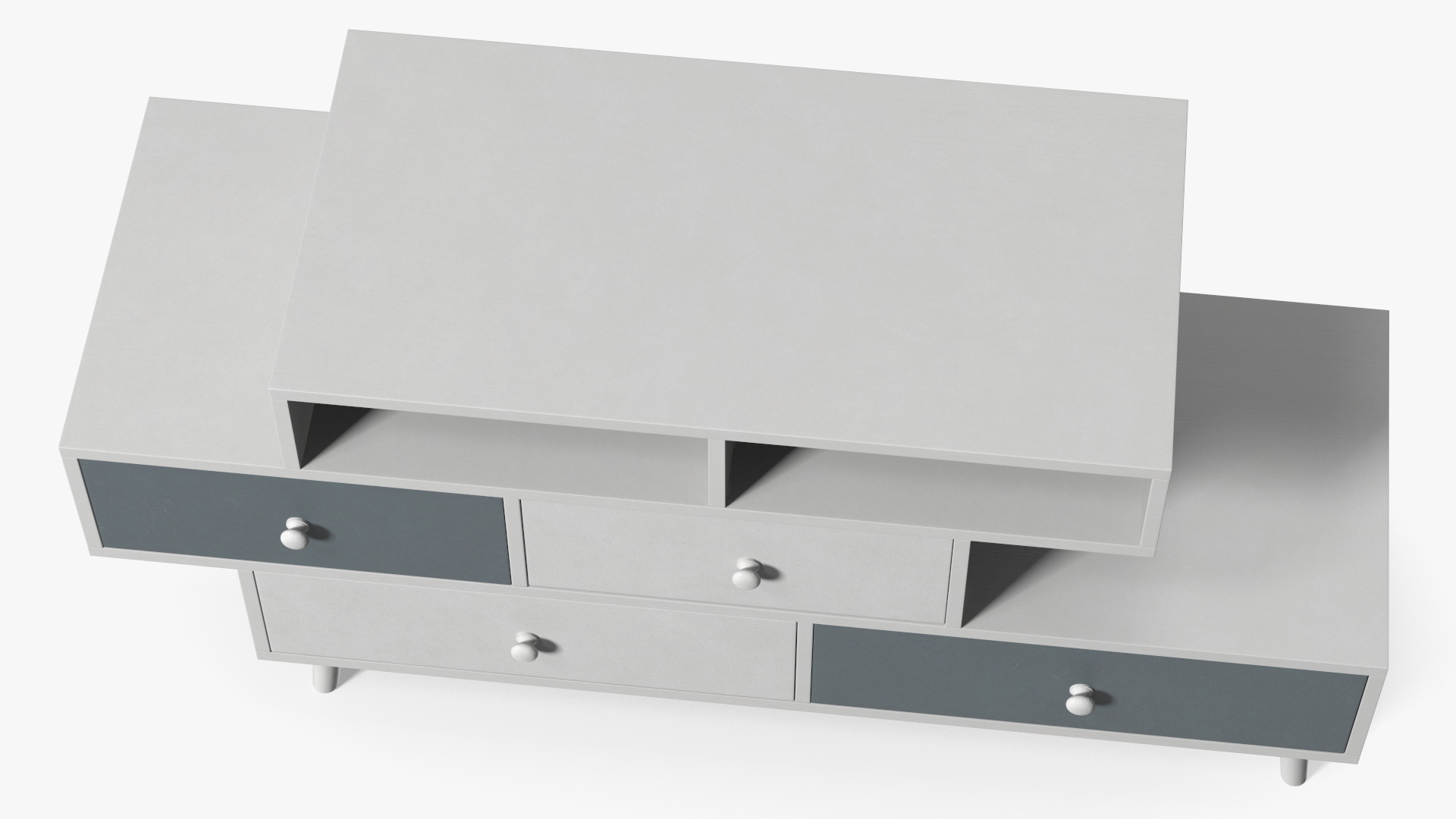 3D White Sideboard 4 Drawer Irvine