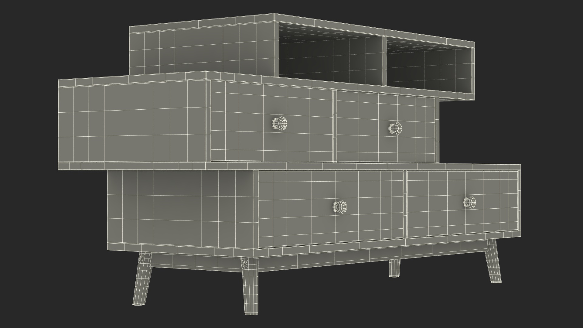 3D White Sideboard 4 Drawer Irvine