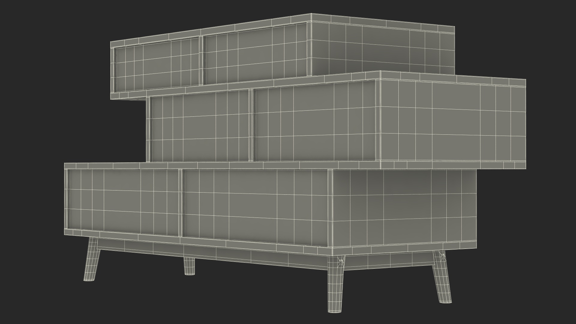 3D White Sideboard 4 Drawer Irvine