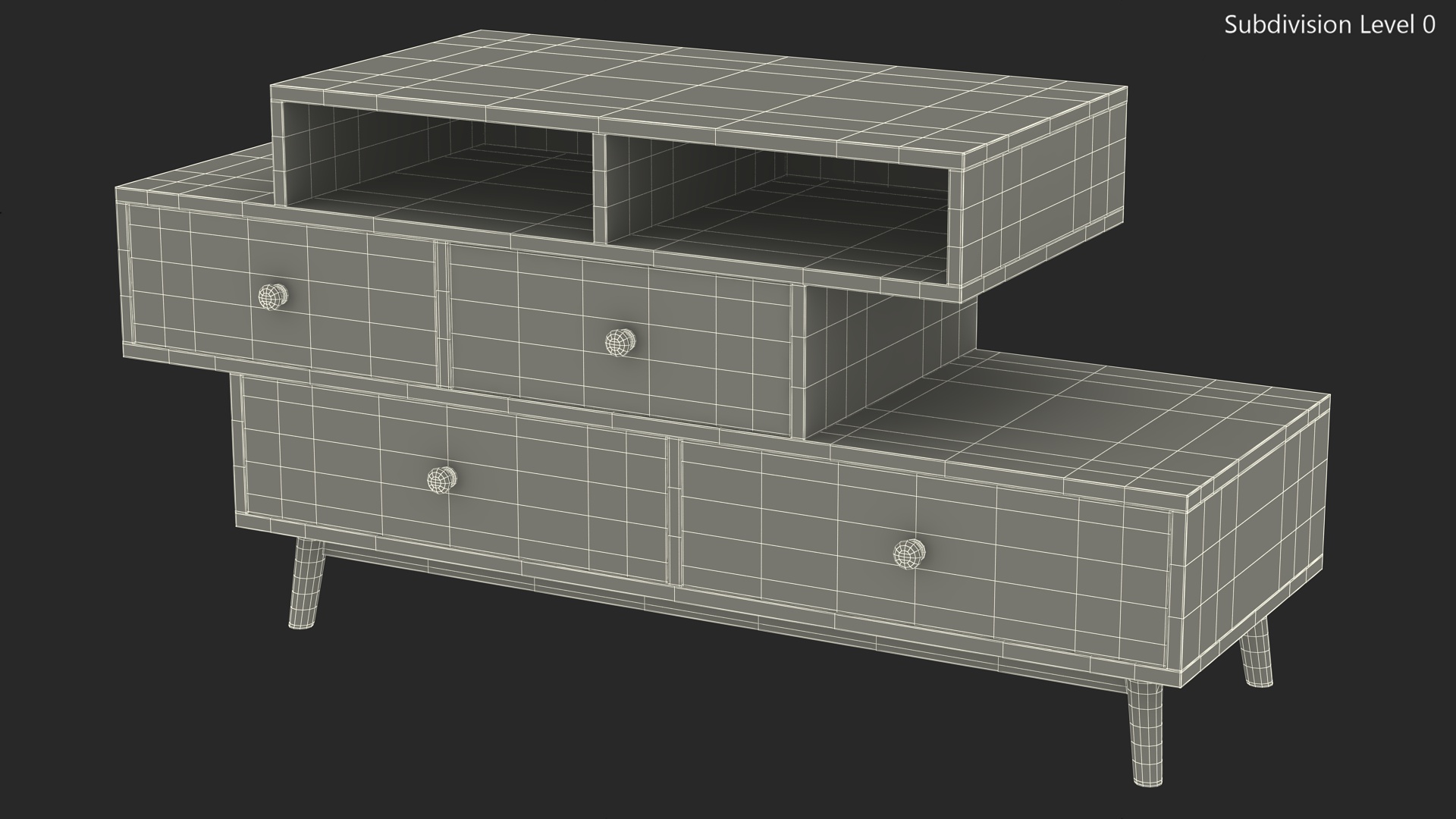 3D White Sideboard 4 Drawer Irvine