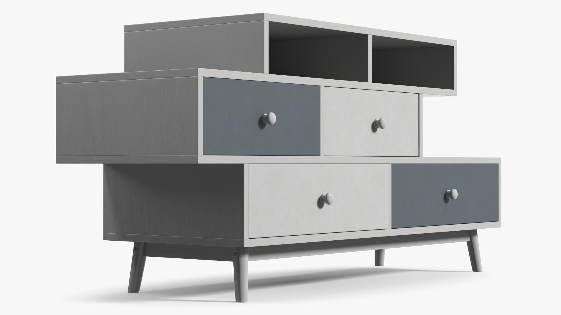 3D White Sideboard 4 Drawer Irvine