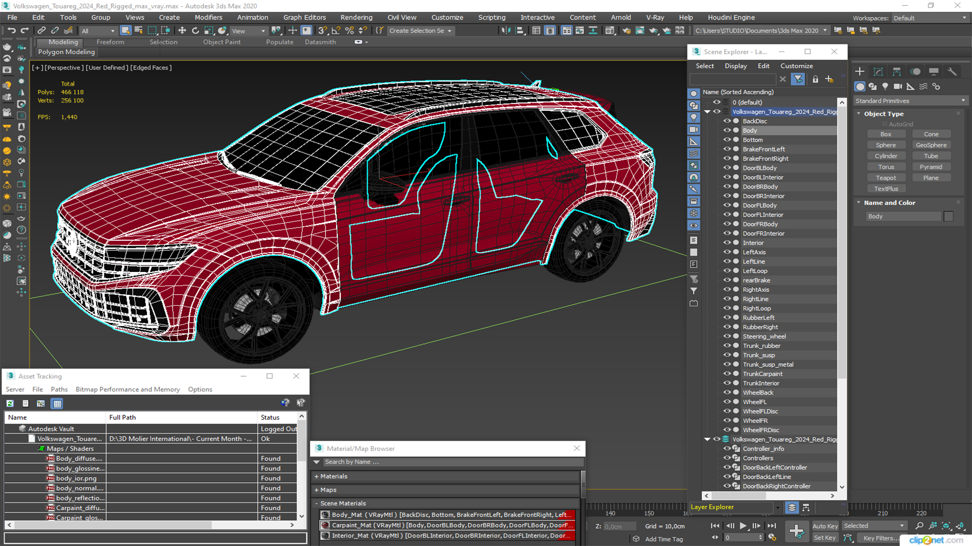 Volkswagen Touareg 2024 Red Rigged 3D model