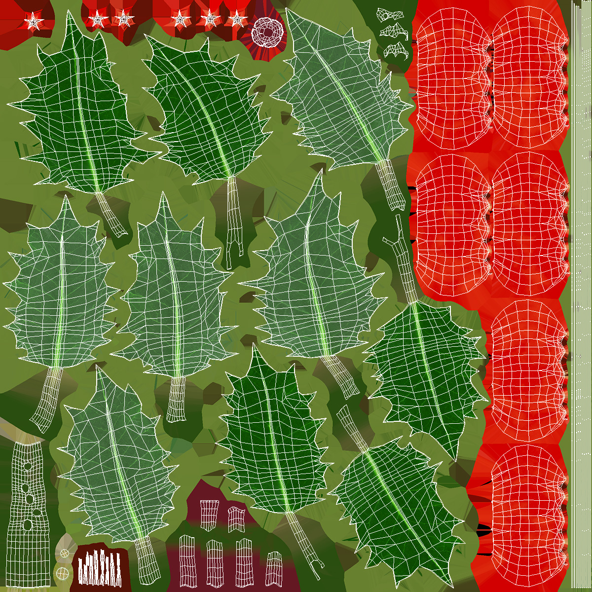 Christmas Decoration Sprig Holly 3D