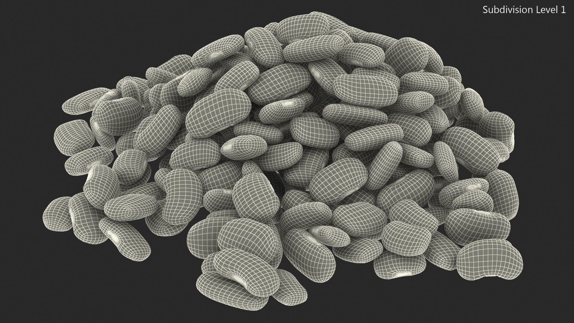 White Pea Bean Pile 3D model