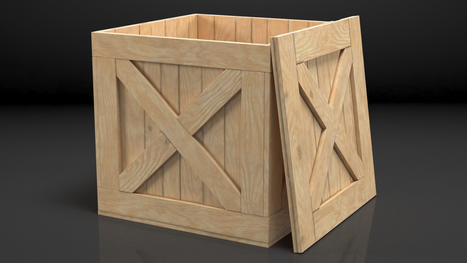 3D Wooden Shipping Box with Lid model