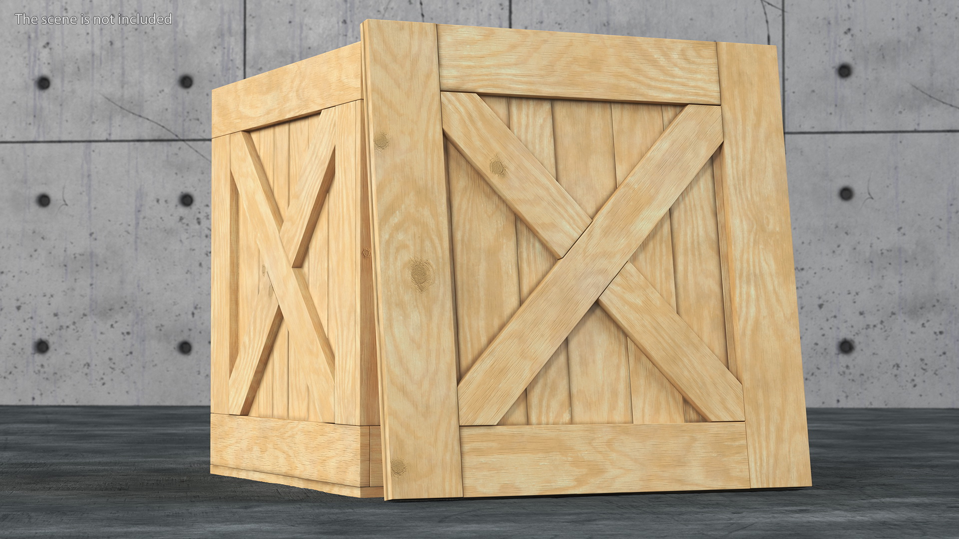 3D Wooden Shipping Box with Lid model