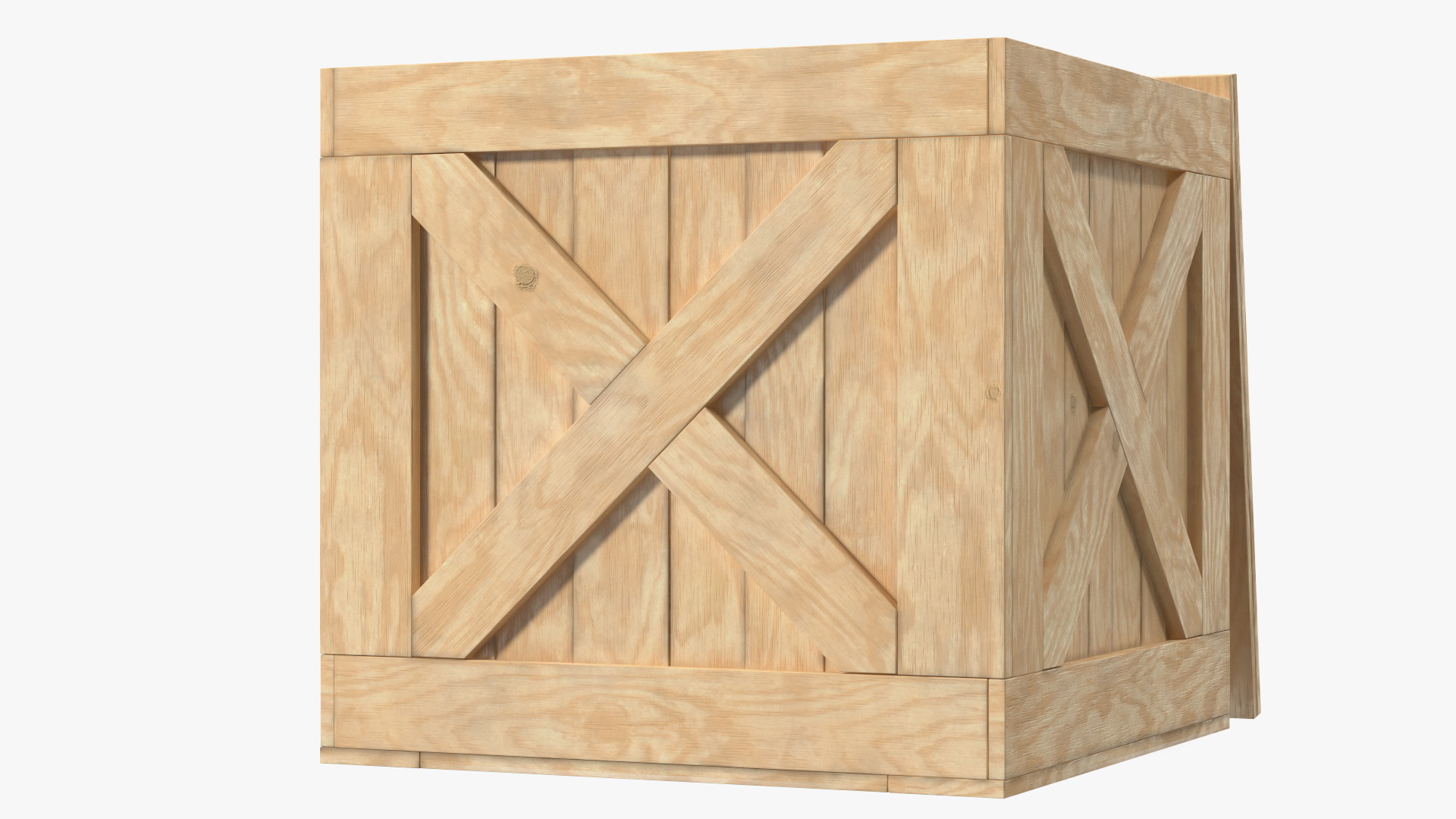 3D Wooden Shipping Box with Lid model