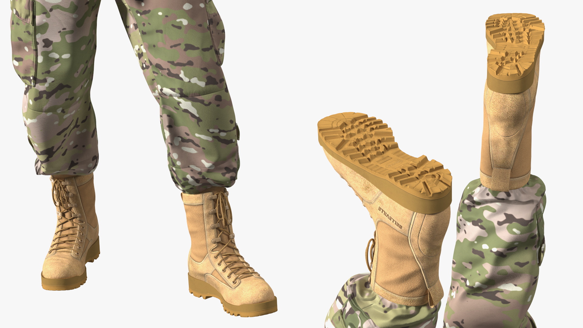 Soldier in Night Vision Goggles Green Camo Walking Fur 3D model