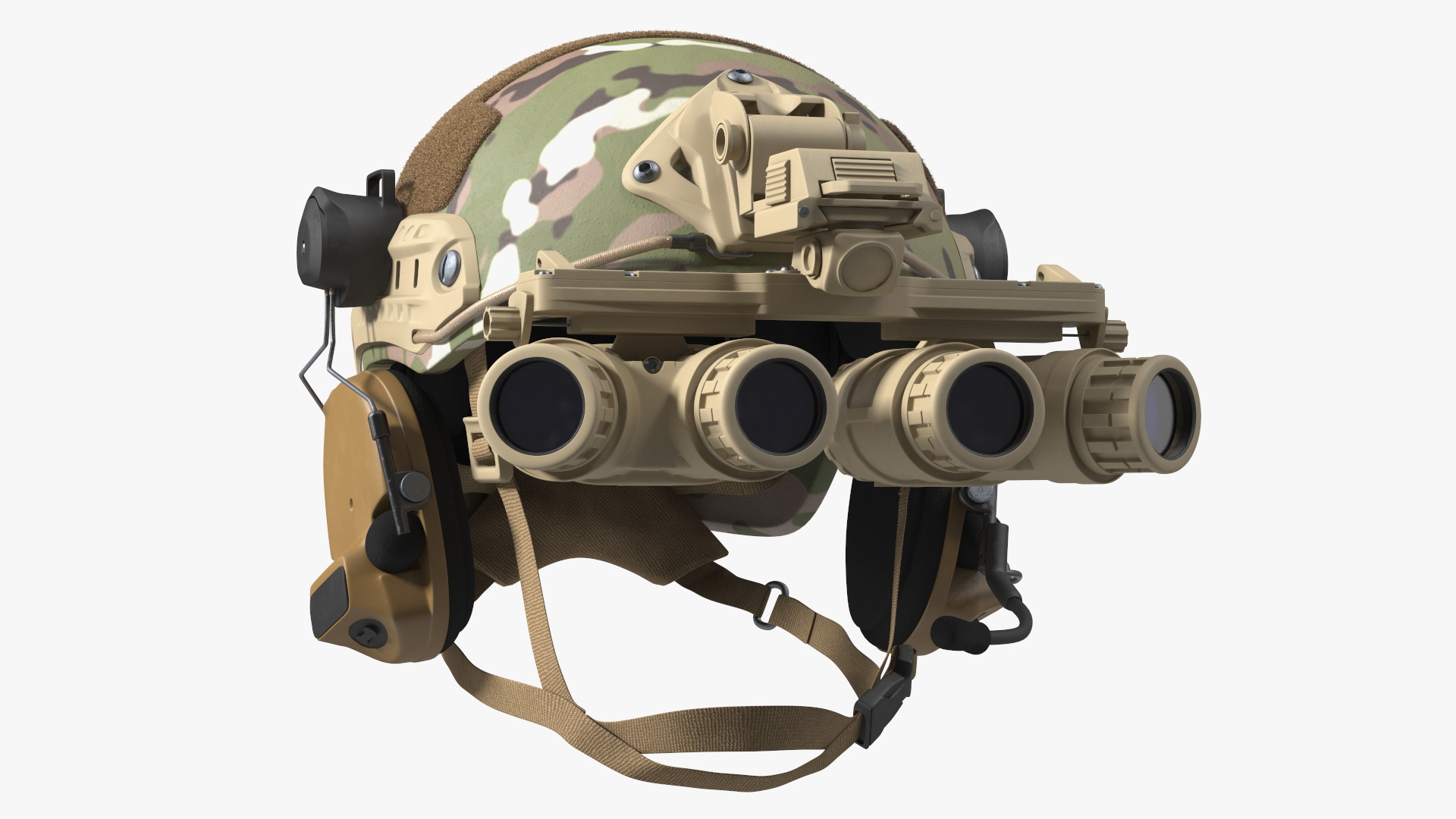 Soldier in Night Vision Goggles Green Camo Walking Fur 3D model