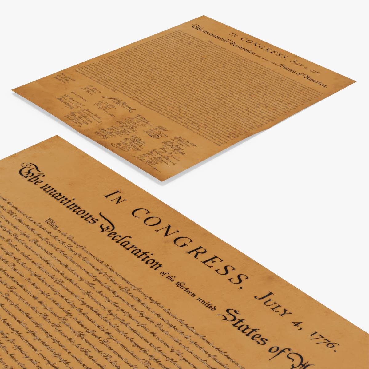 American Independence Declaration Vintage 3D model preview