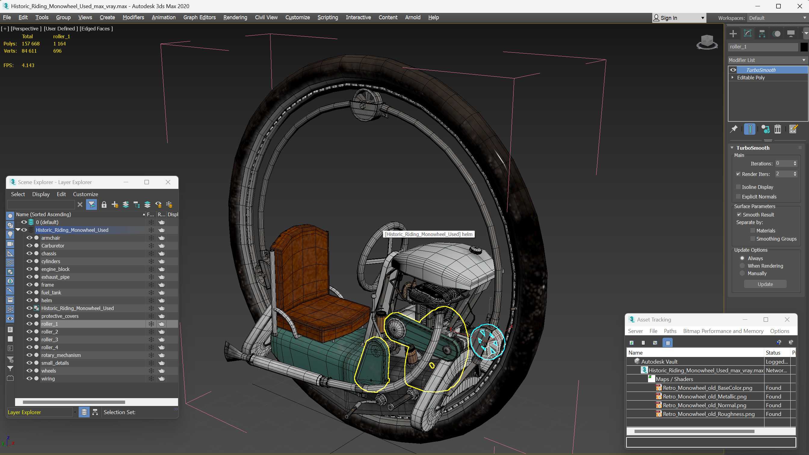 3D model Historic Riding Monowheel Used