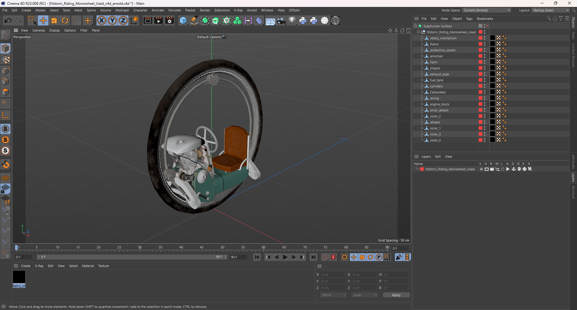3D model Historic Riding Monowheel Used