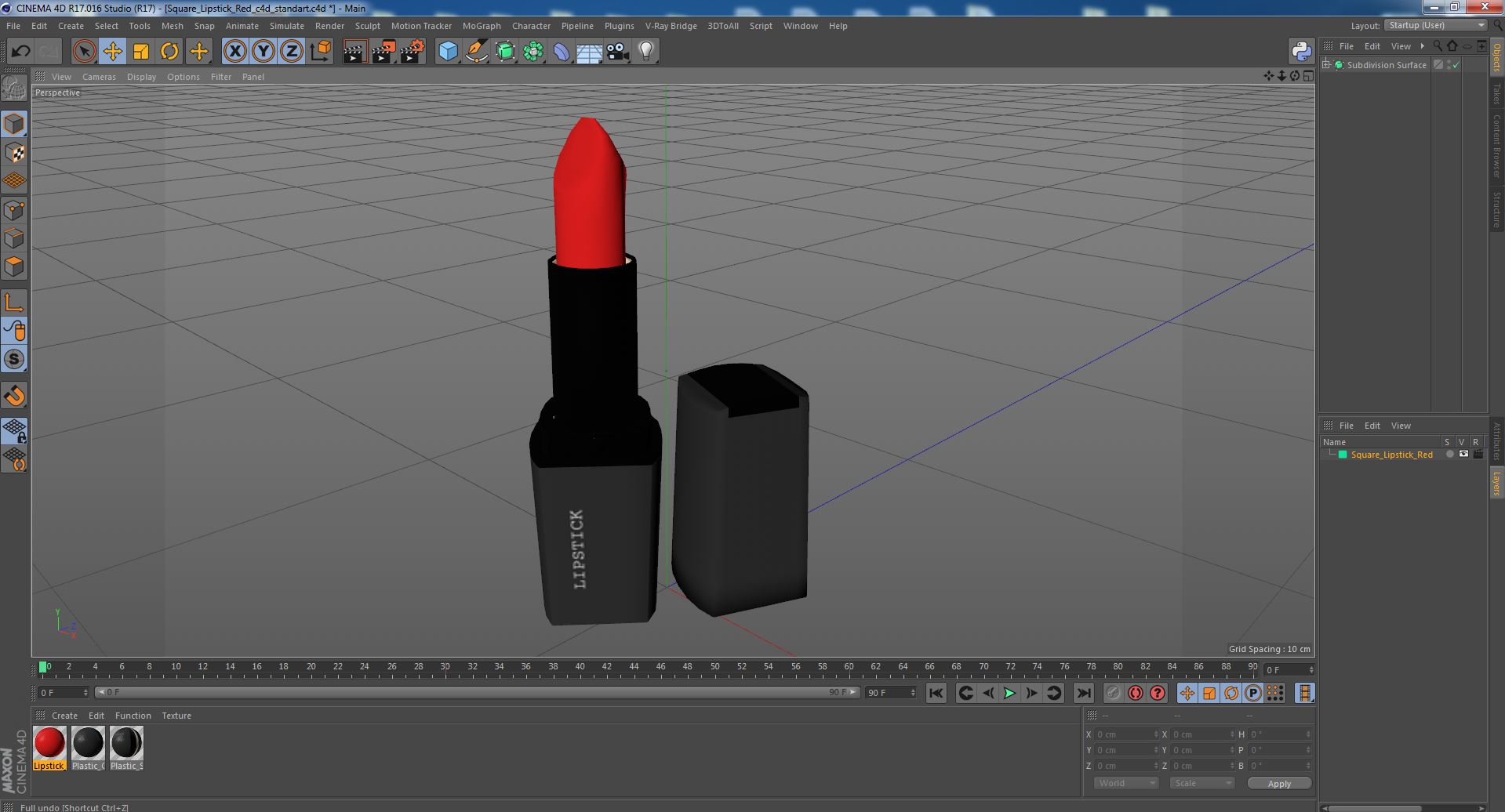Square Lipstick Red 3D model