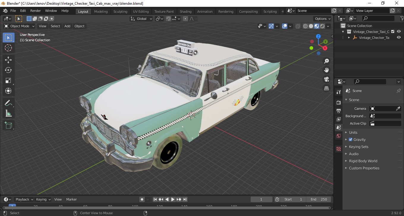 Vintage Checker Taxi Cab 3D model