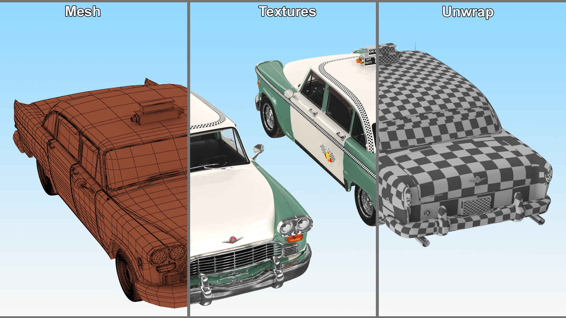 Vintage Checker Taxi Cab 3D model