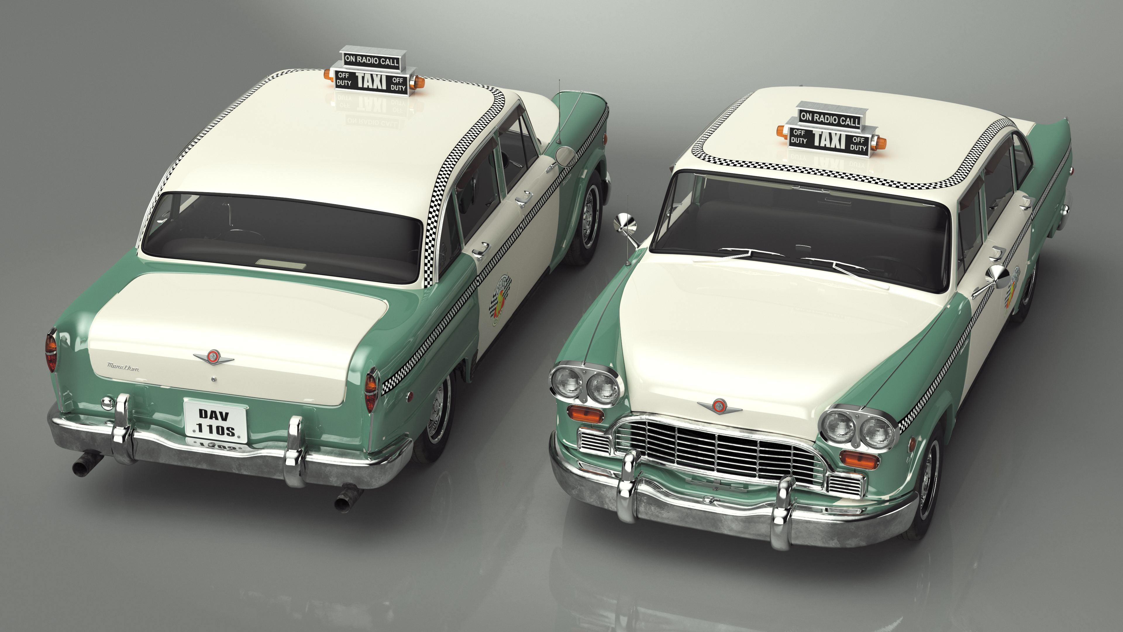 Vintage Checker Taxi Cab 3D model