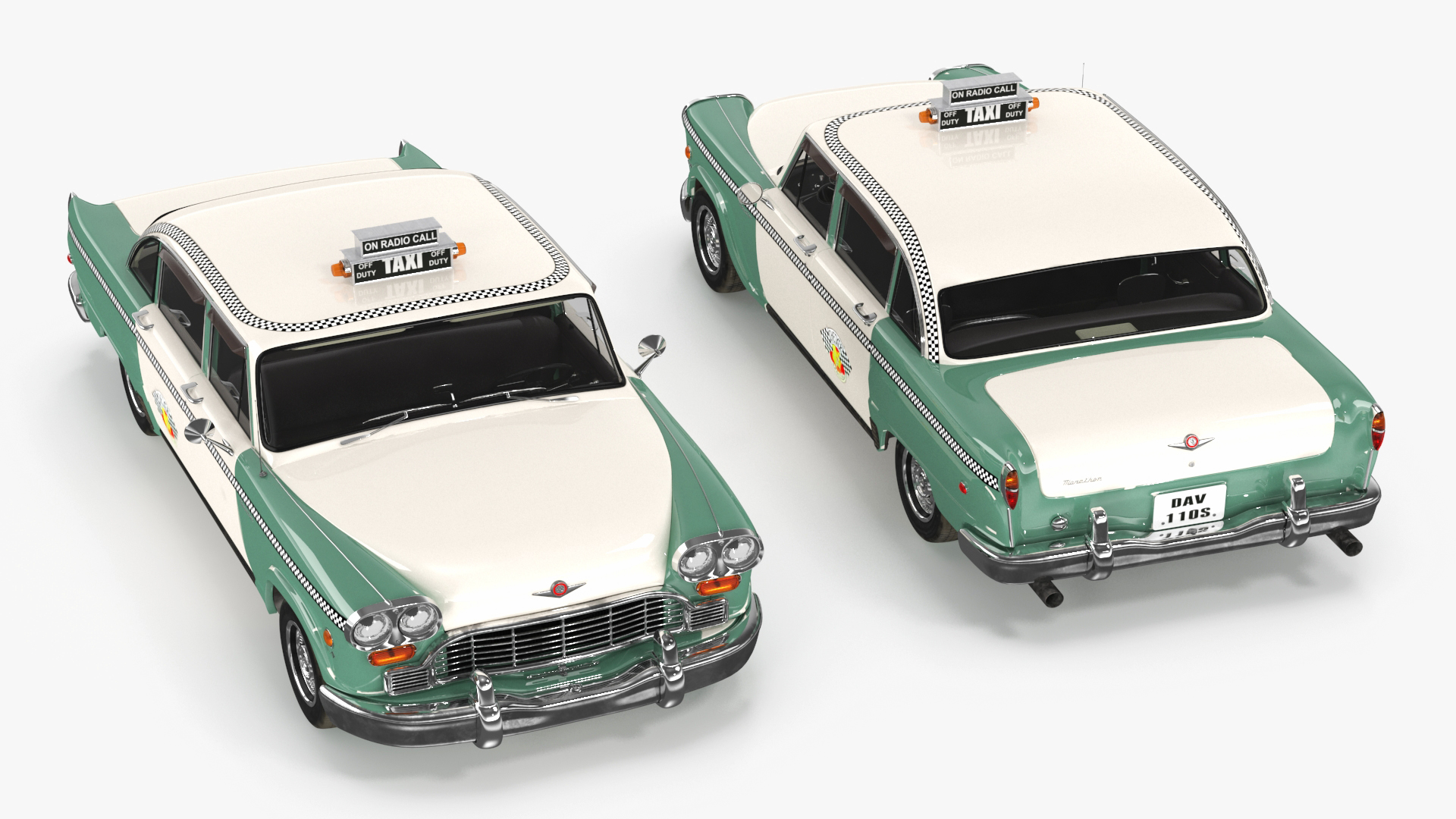 Vintage Checker Taxi Cab 3D model