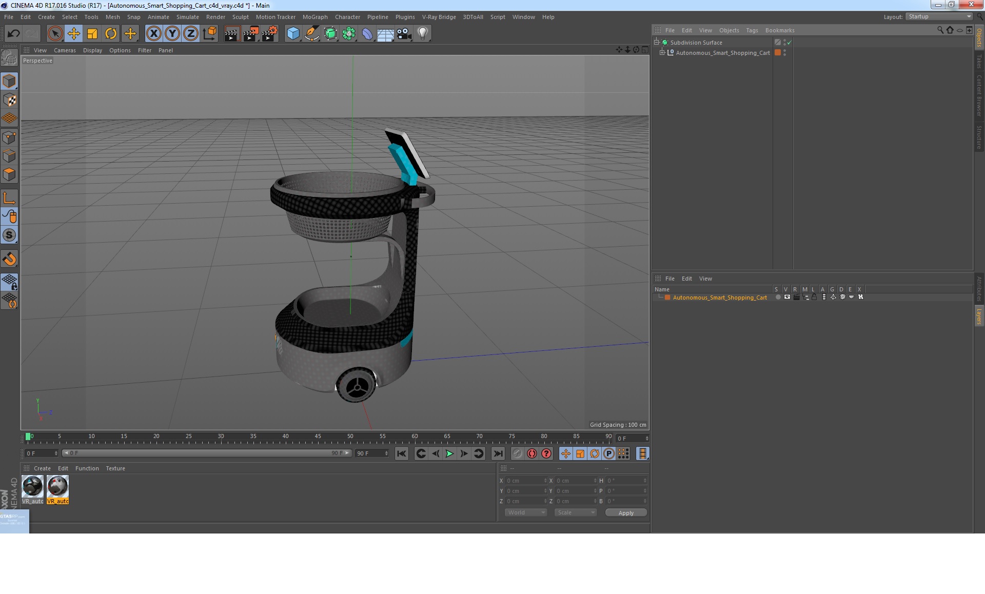 3D model Autonomous Smart Shopping Cart