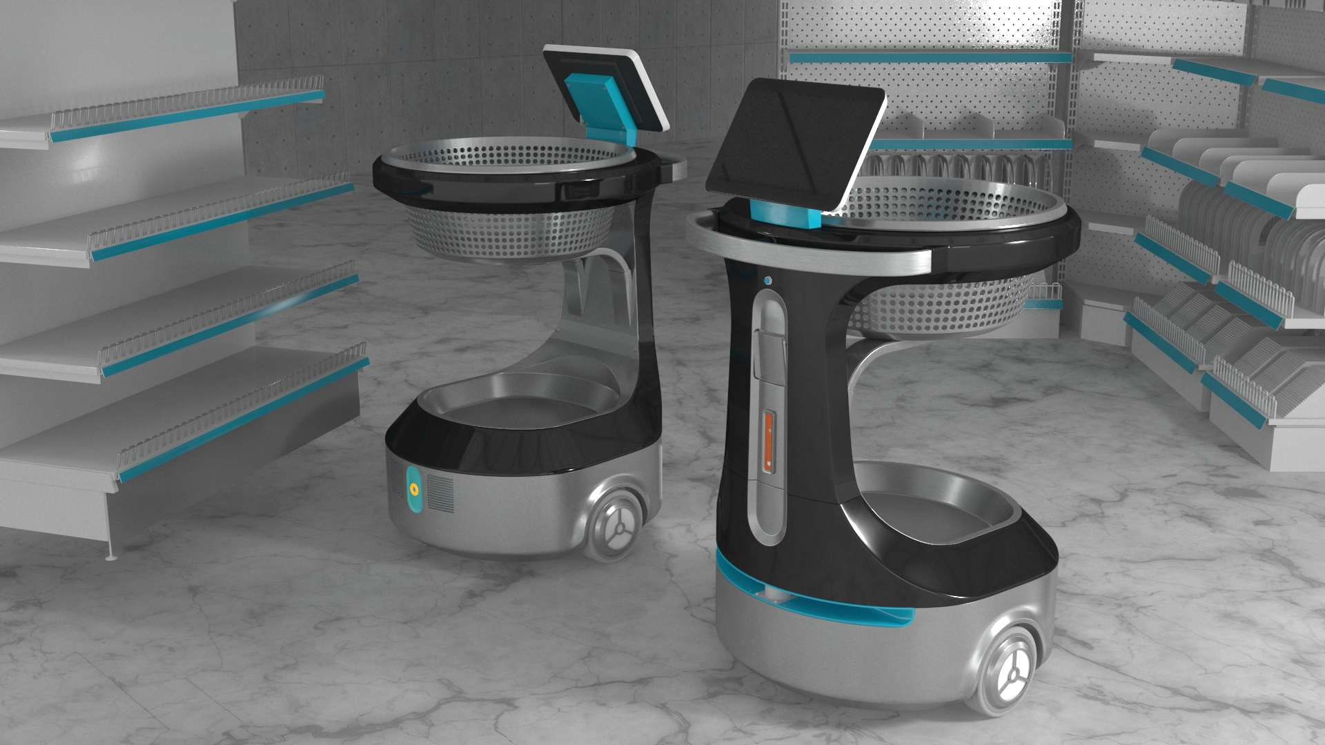 3D model Autonomous Smart Shopping Cart