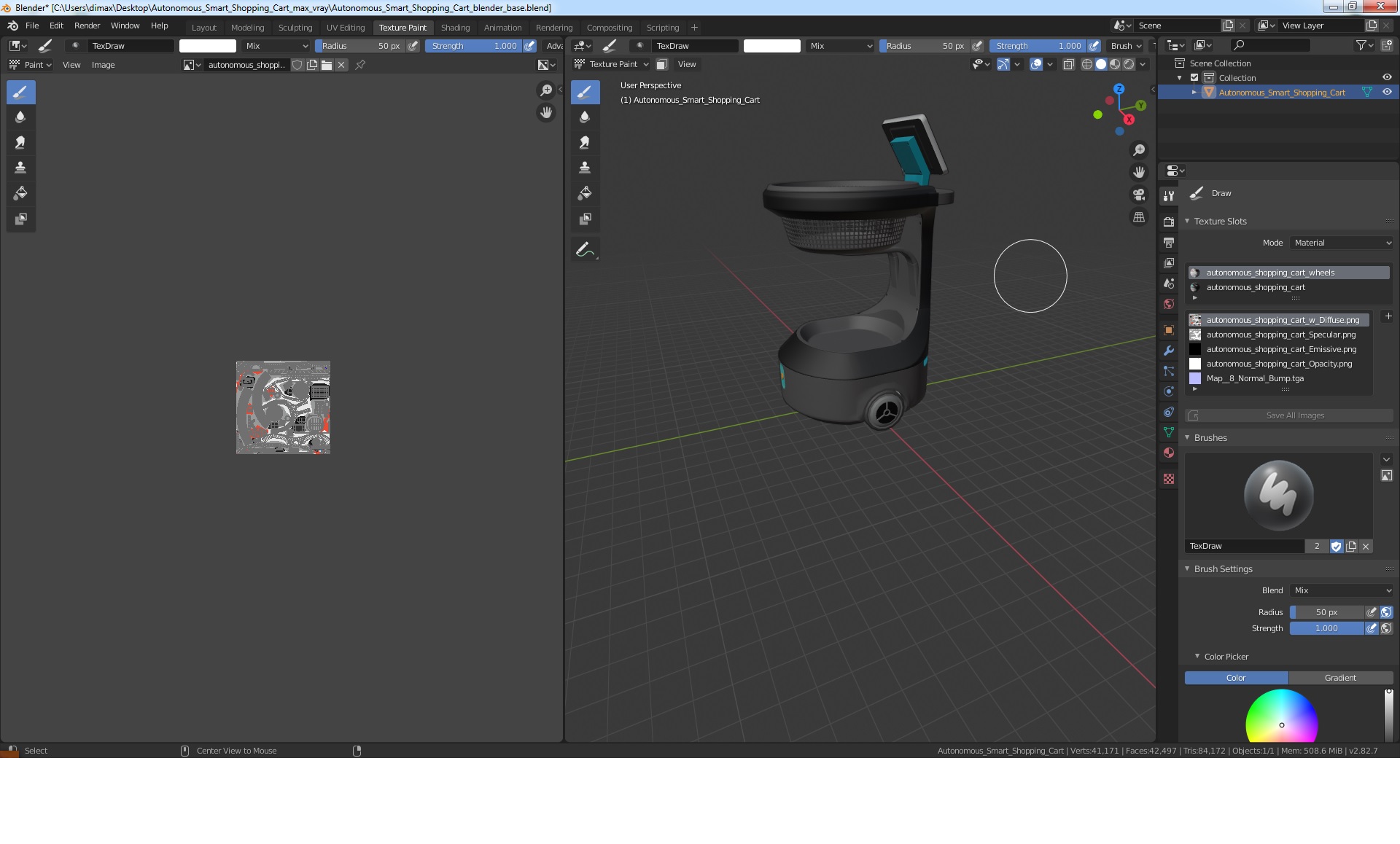 3D model Autonomous Smart Shopping Cart
