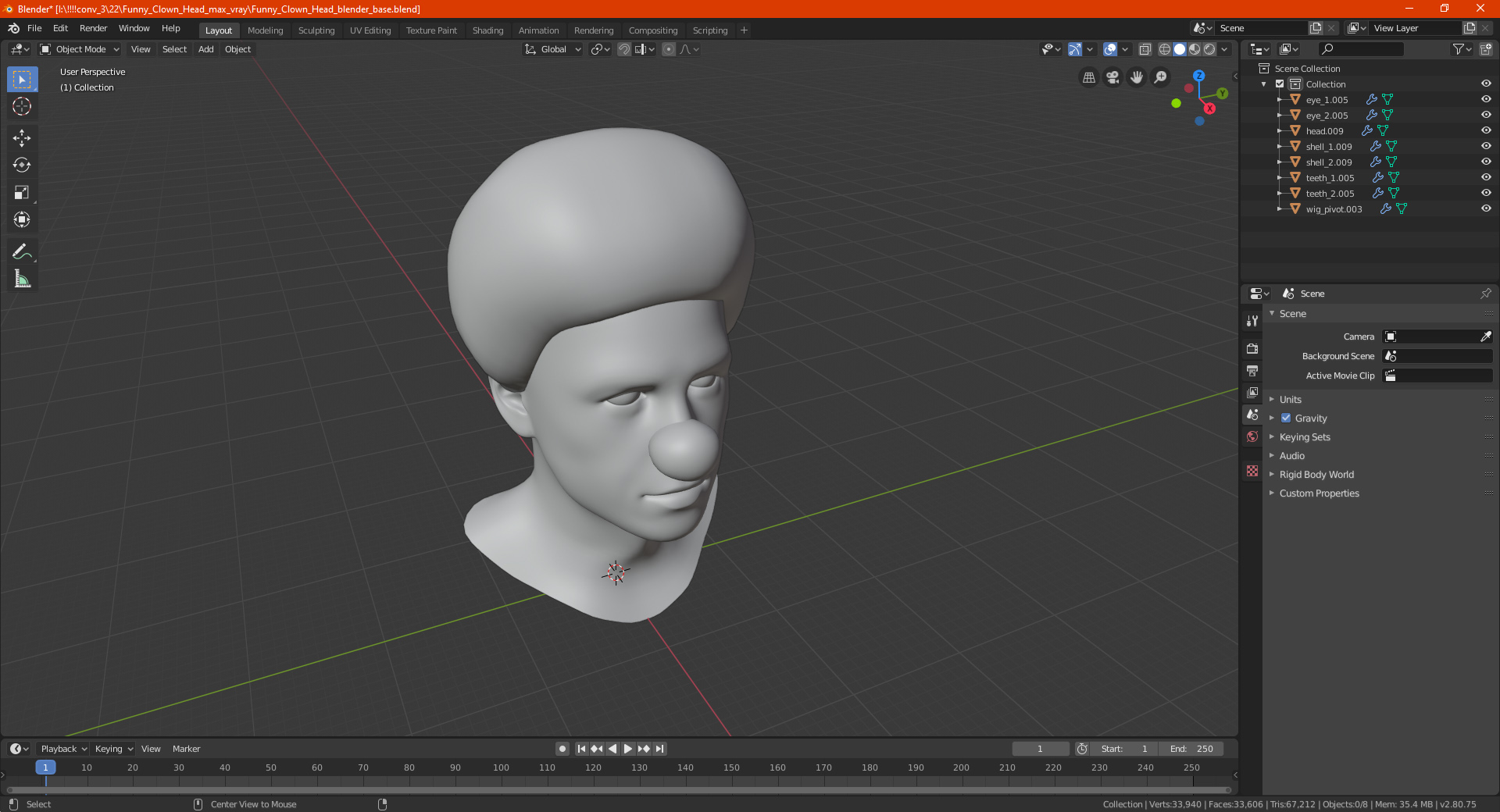 3D Funny Clown Head