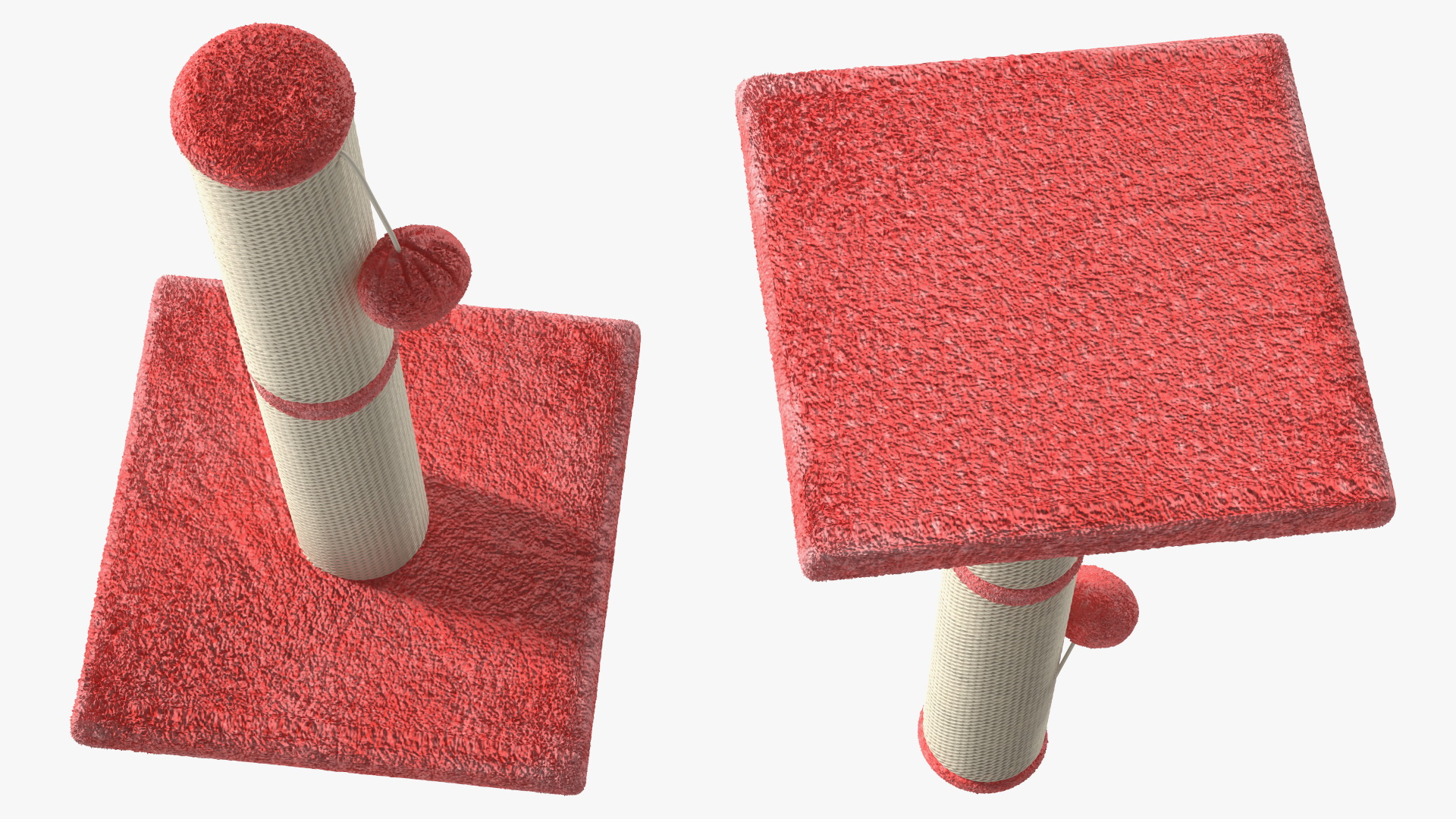 Sisal Rope Cat Scratching Post with Ball Red 3D model