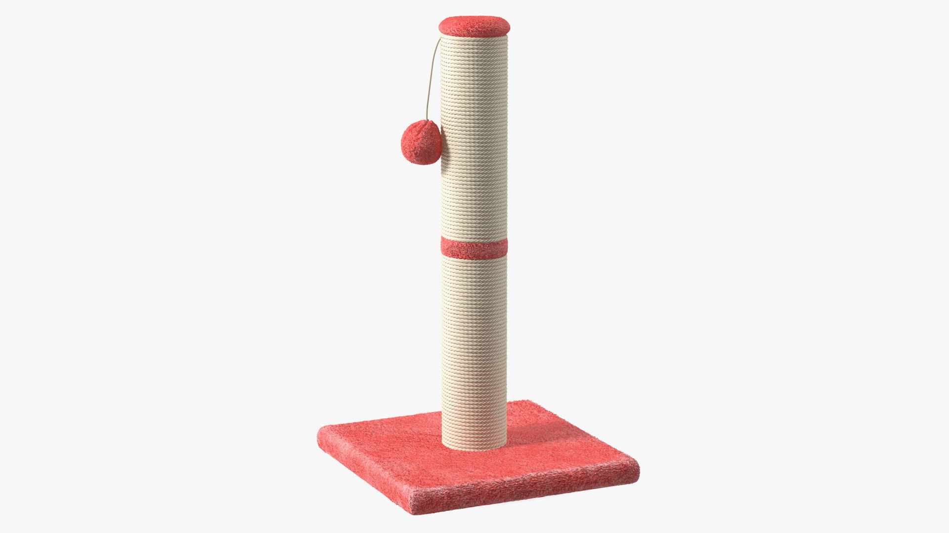 Sisal Rope Cat Scratching Post with Ball Red 3D model