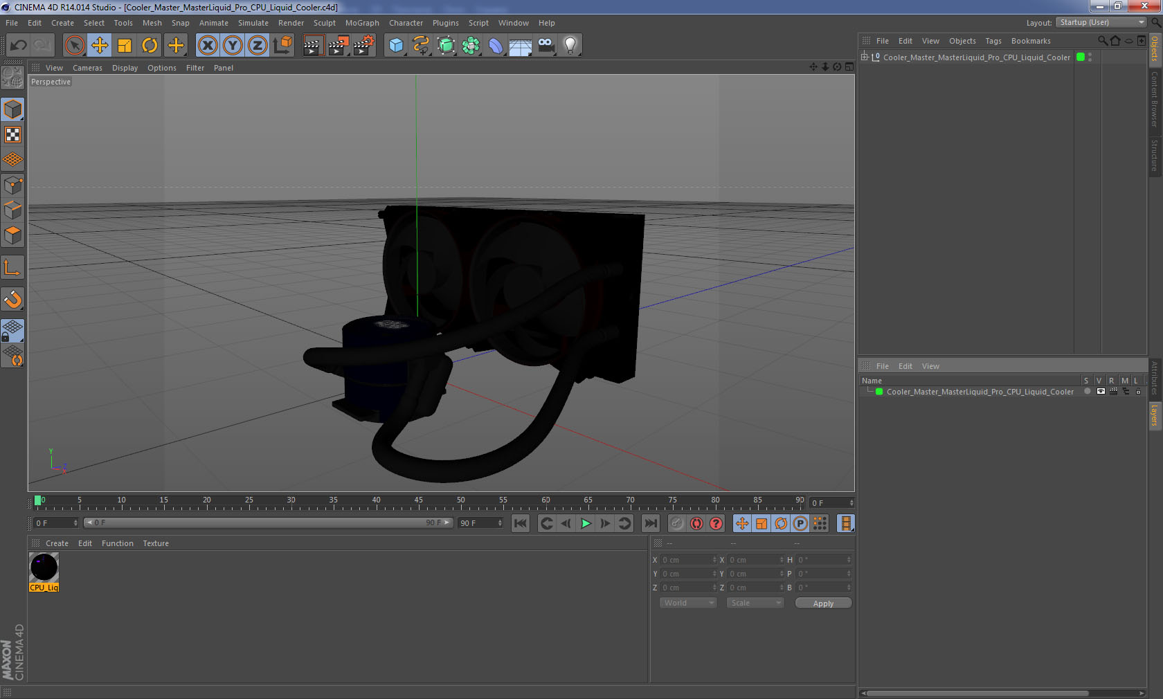 3D Cooler Master MasterLiquid Pro CPU Liquid Cooler model