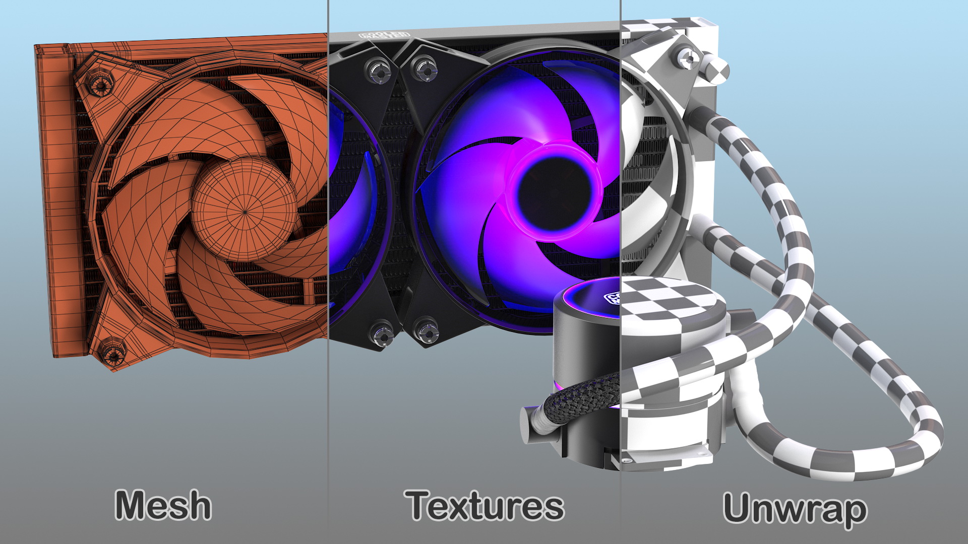 3D Cooler Master MasterLiquid Pro CPU Liquid Cooler model