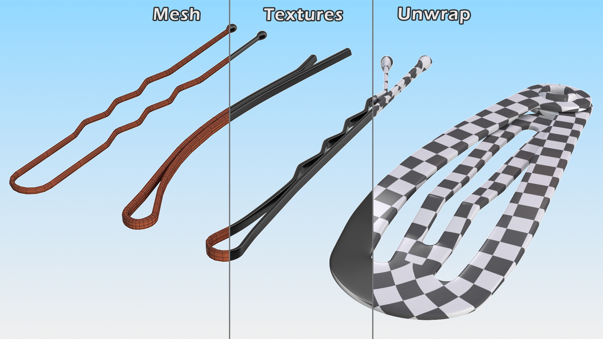 Hairpin Set Black 3D