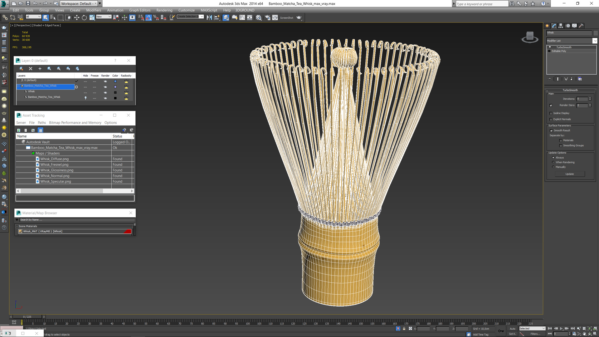 3D Bamboo Matcha Tea Whisk model