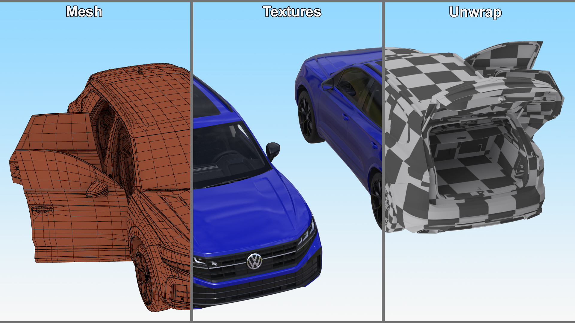 3D model Volkswagen Touareg 2024 Blue Rigged