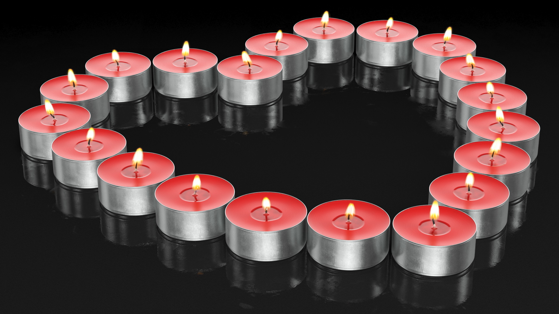 Red Tea Light Candles Heart Shaped 3D model