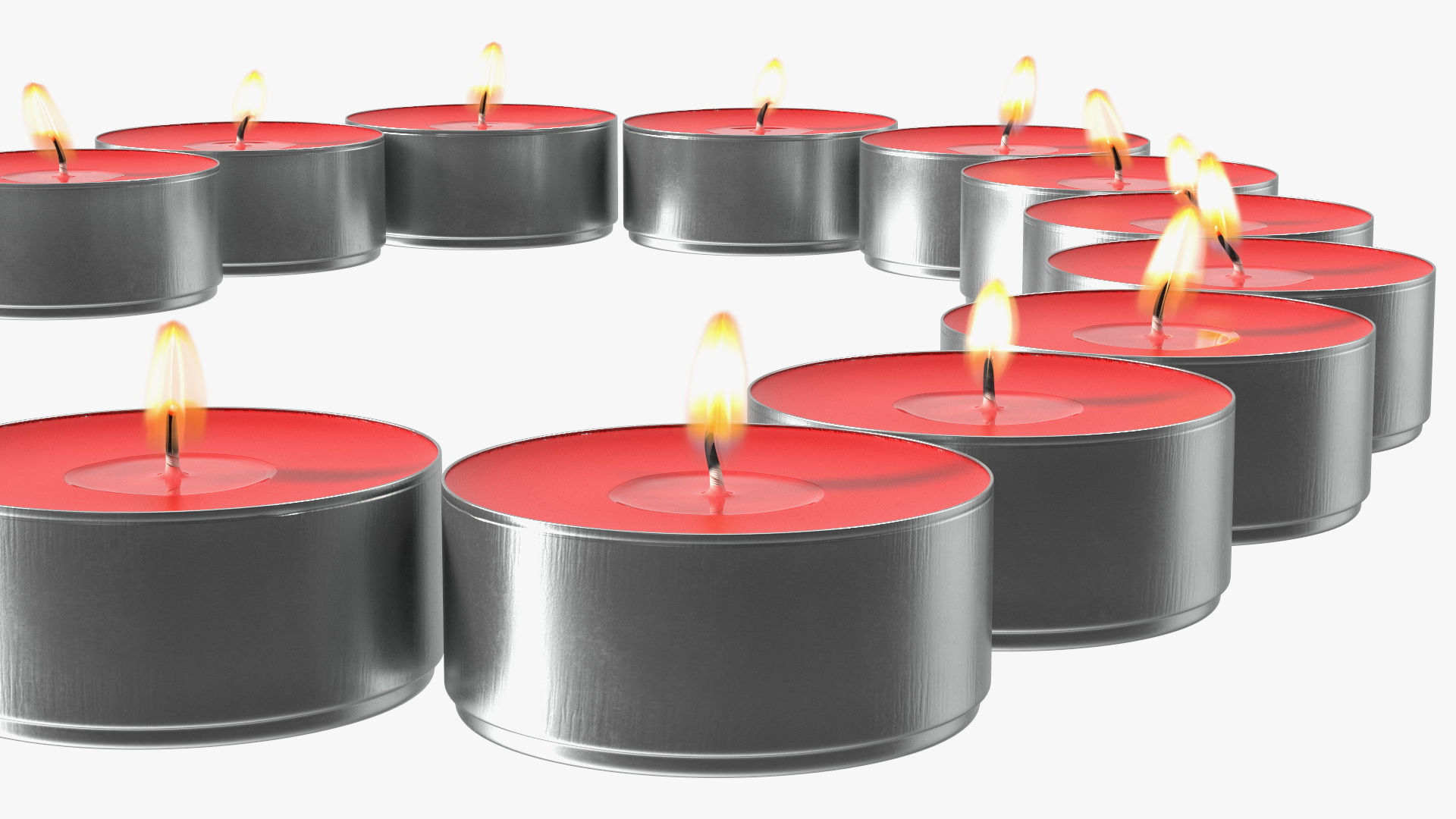 Red Tea Light Candles Heart Shaped 3D model