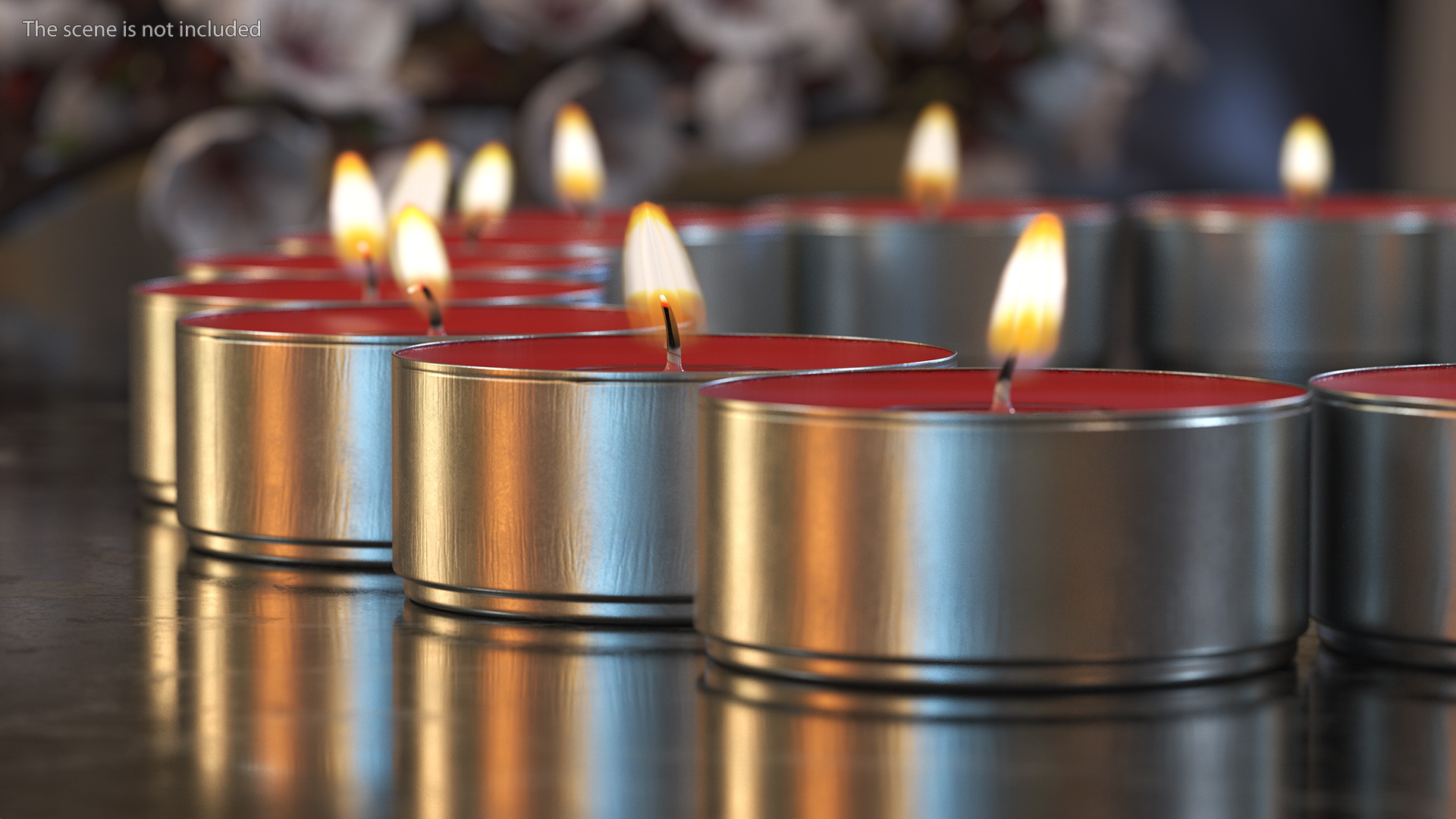 Red Tea Light Candles Heart Shaped 3D model