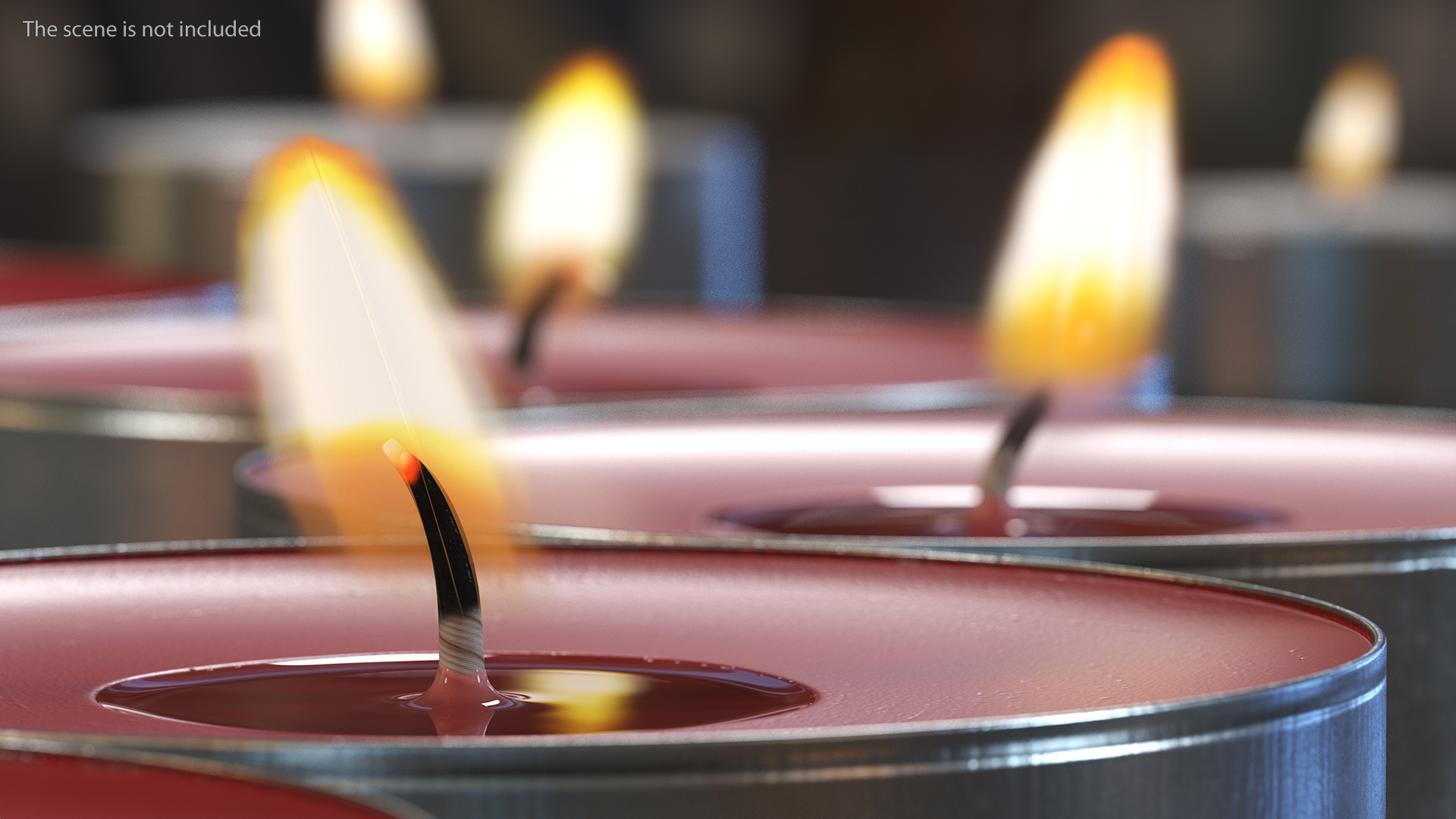 Red Tea Light Candles Heart Shaped 3D model