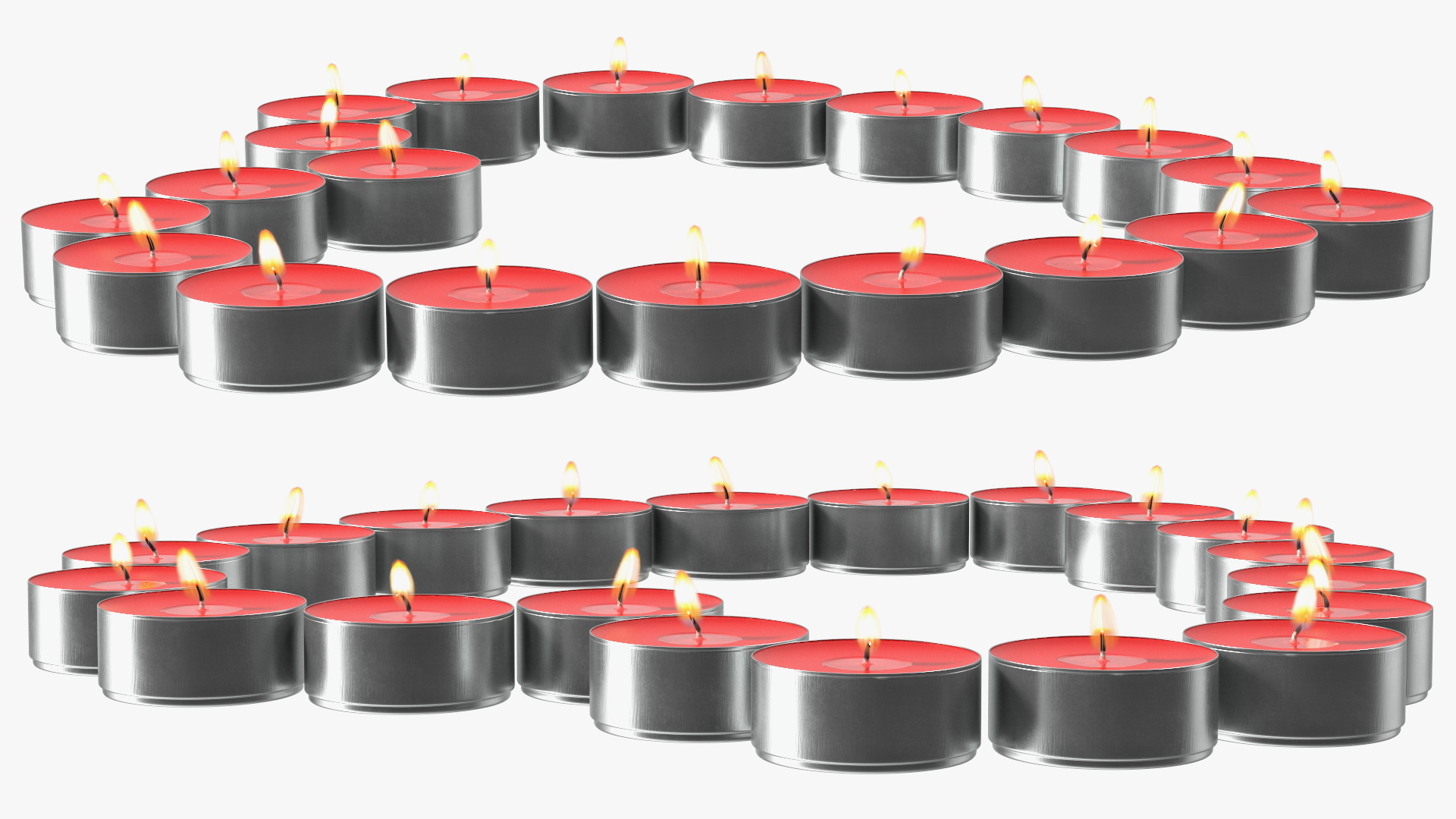 Red Tea Light Candles Heart Shaped 3D model