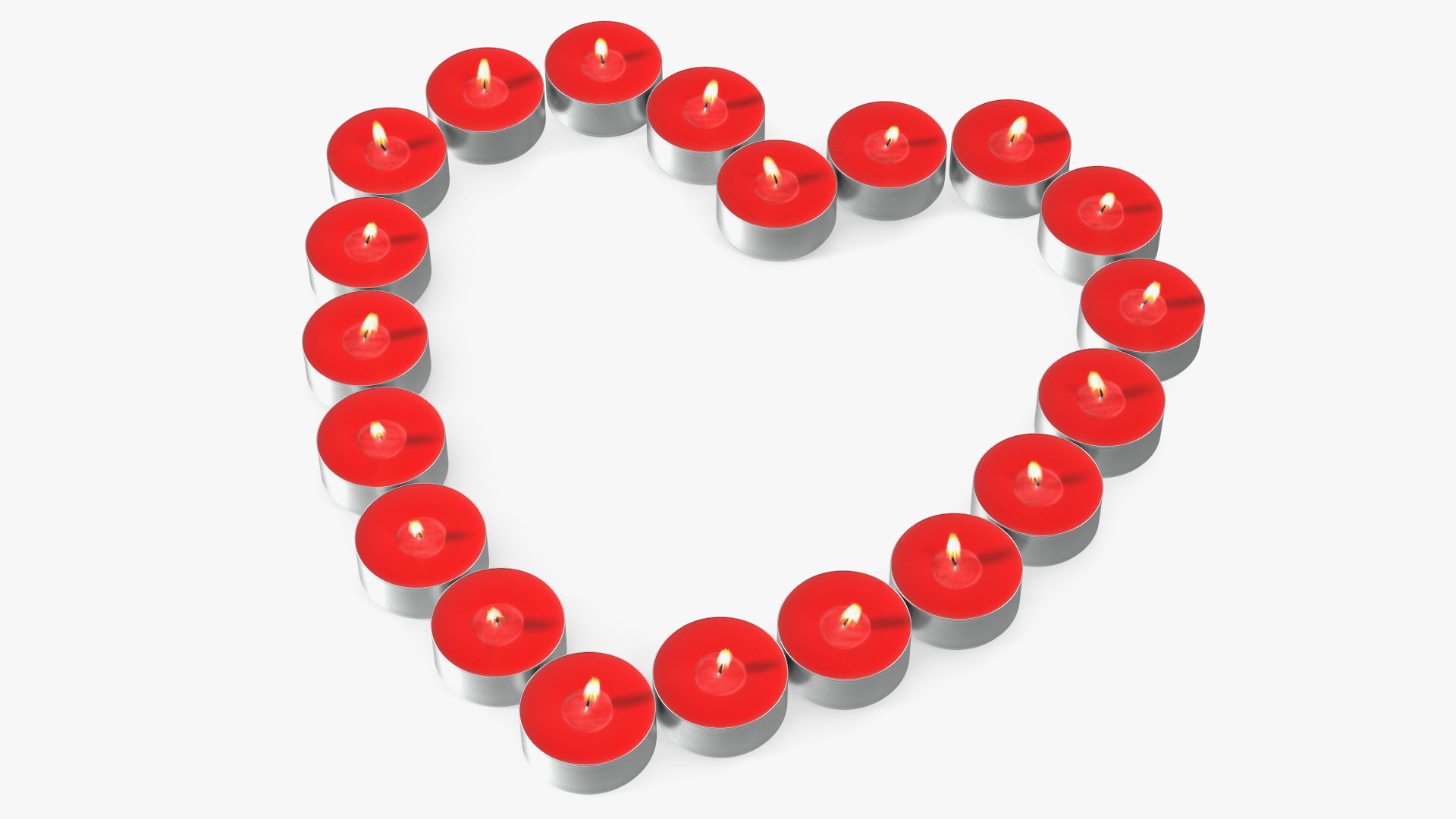 Red Tea Light Candles Heart Shaped 3D model