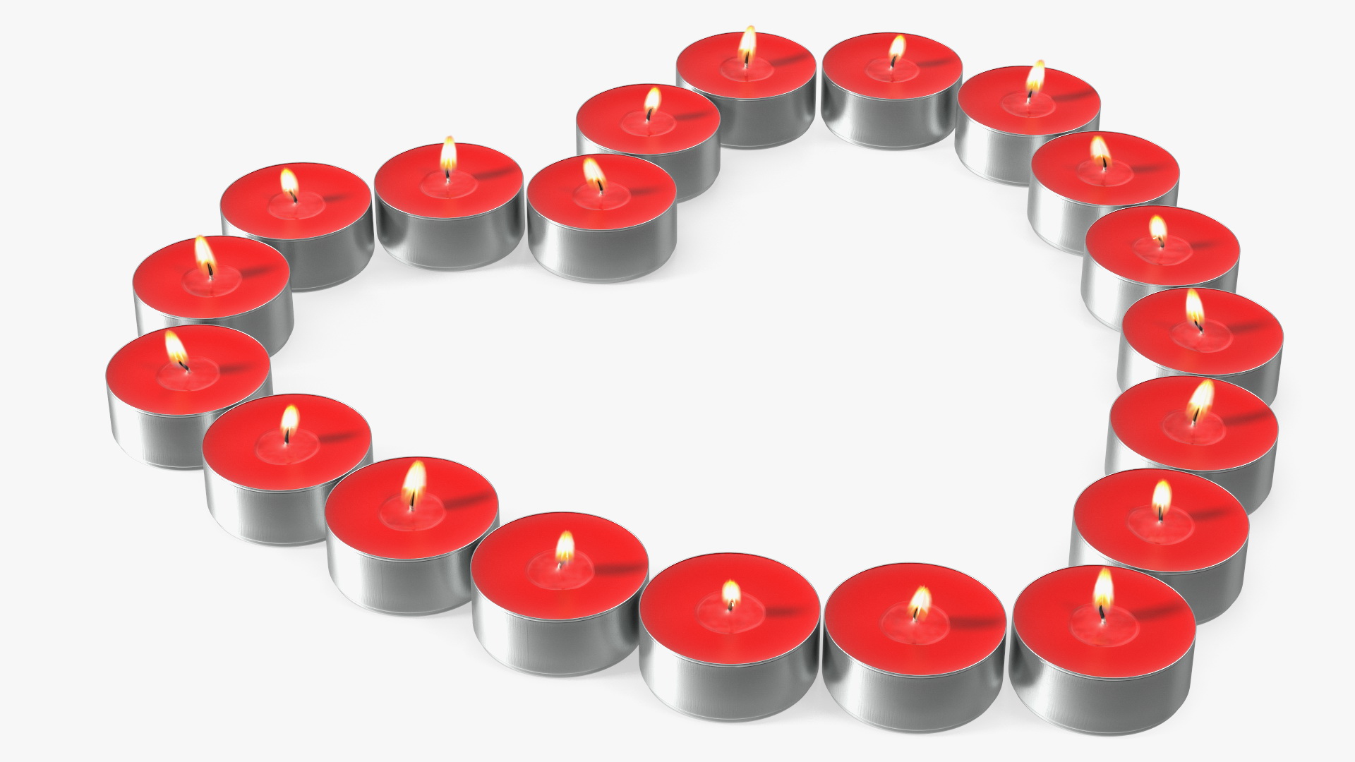 Red Tea Light Candles Heart Shaped 3D model