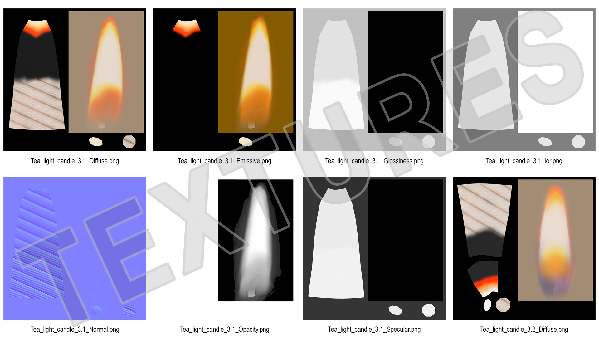 Red Tea Light Candles Heart Shaped 3D model