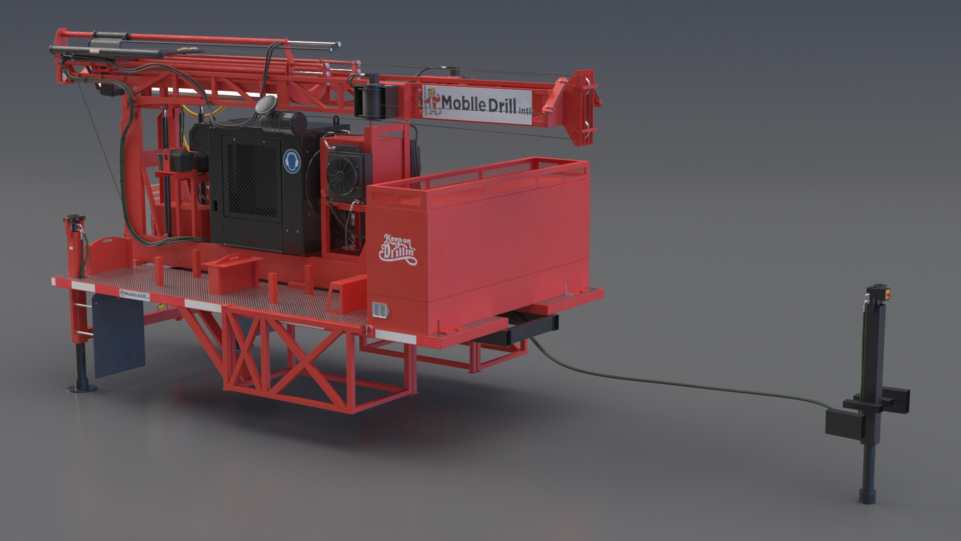 3D B-51 Mobile Drilling Rig Red model