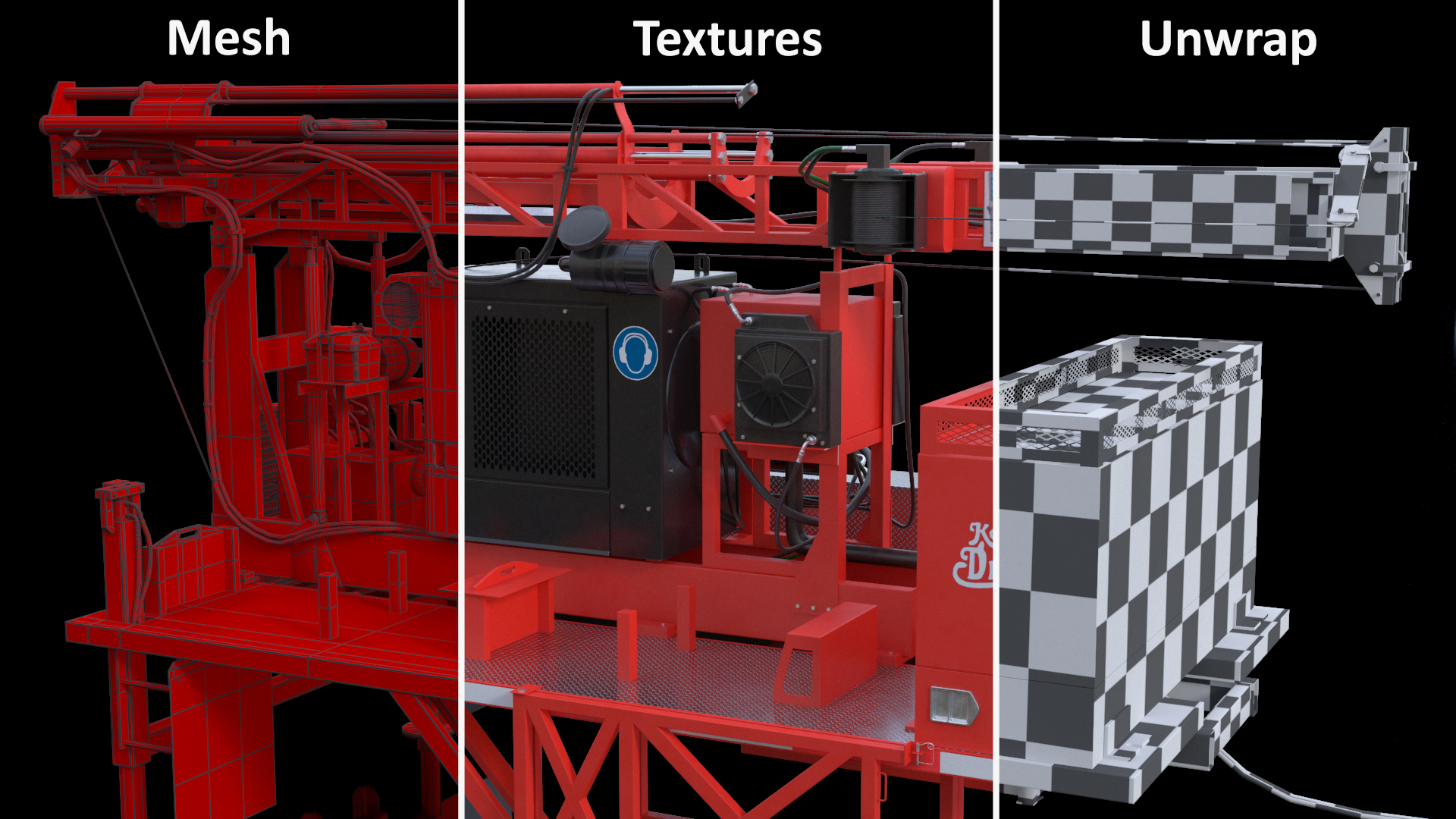 3D B-51 Mobile Drilling Rig Red model