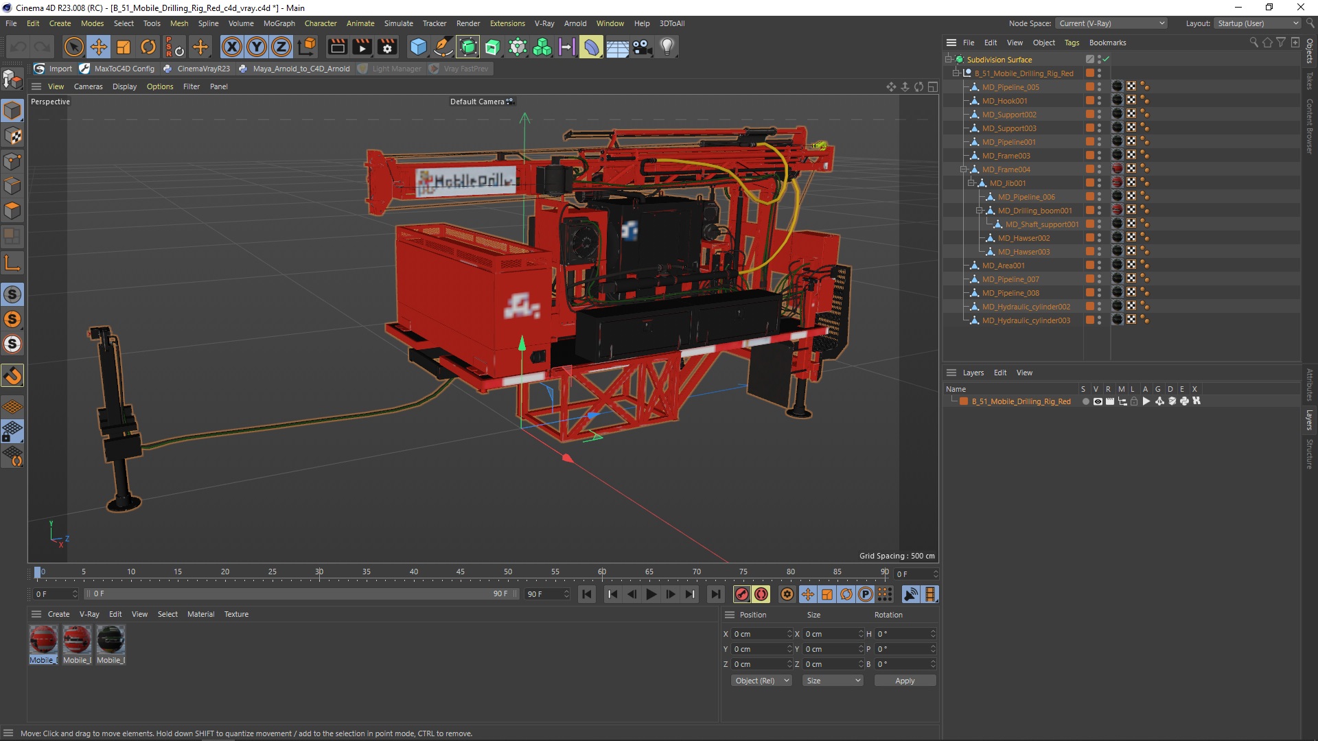 3D B-51 Mobile Drilling Rig Red model