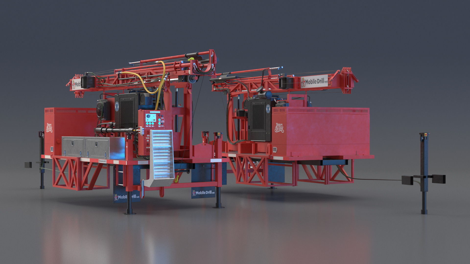3D B-51 Mobile Drilling Rig Red model