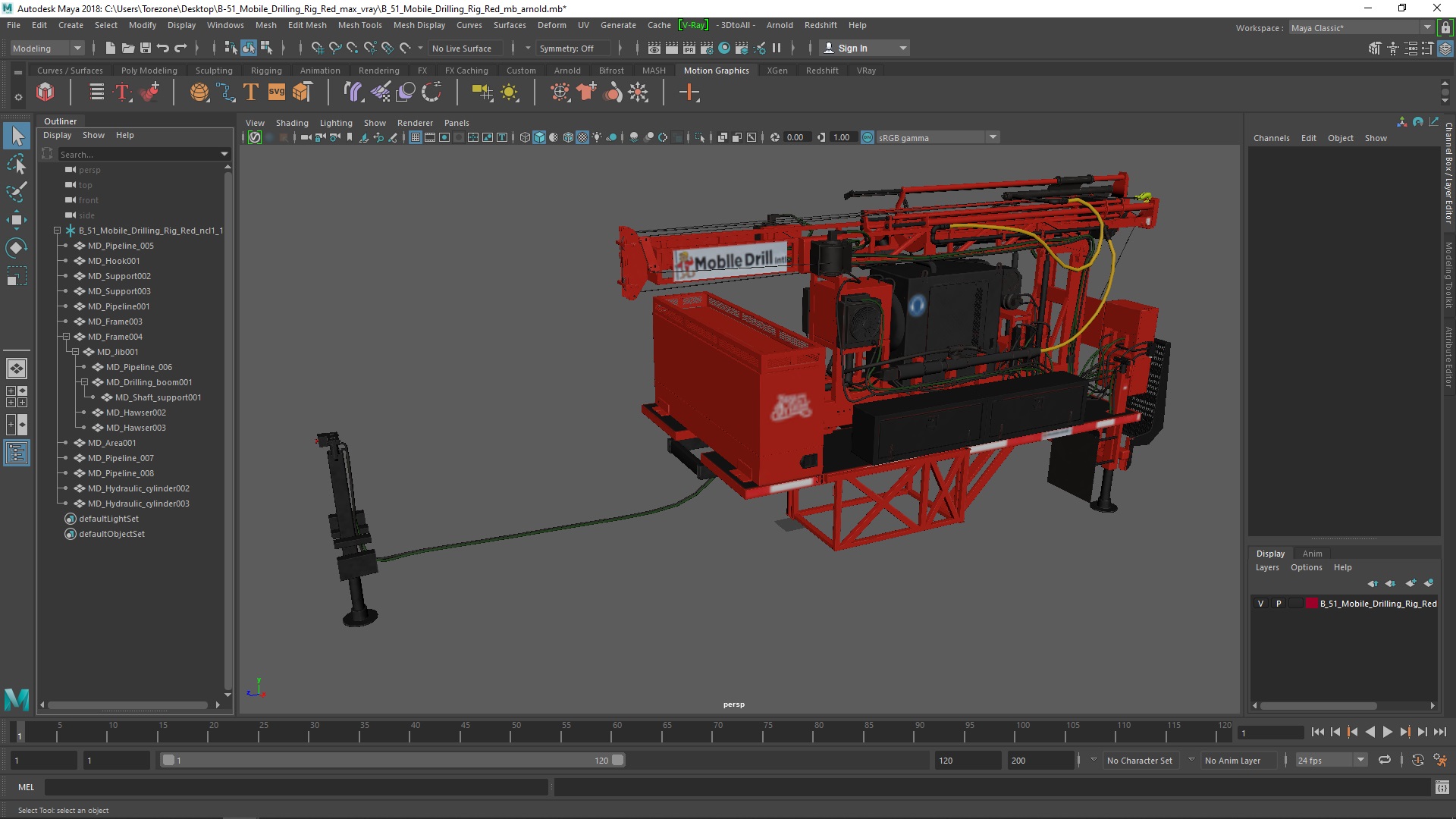 3D B-51 Mobile Drilling Rig Red model