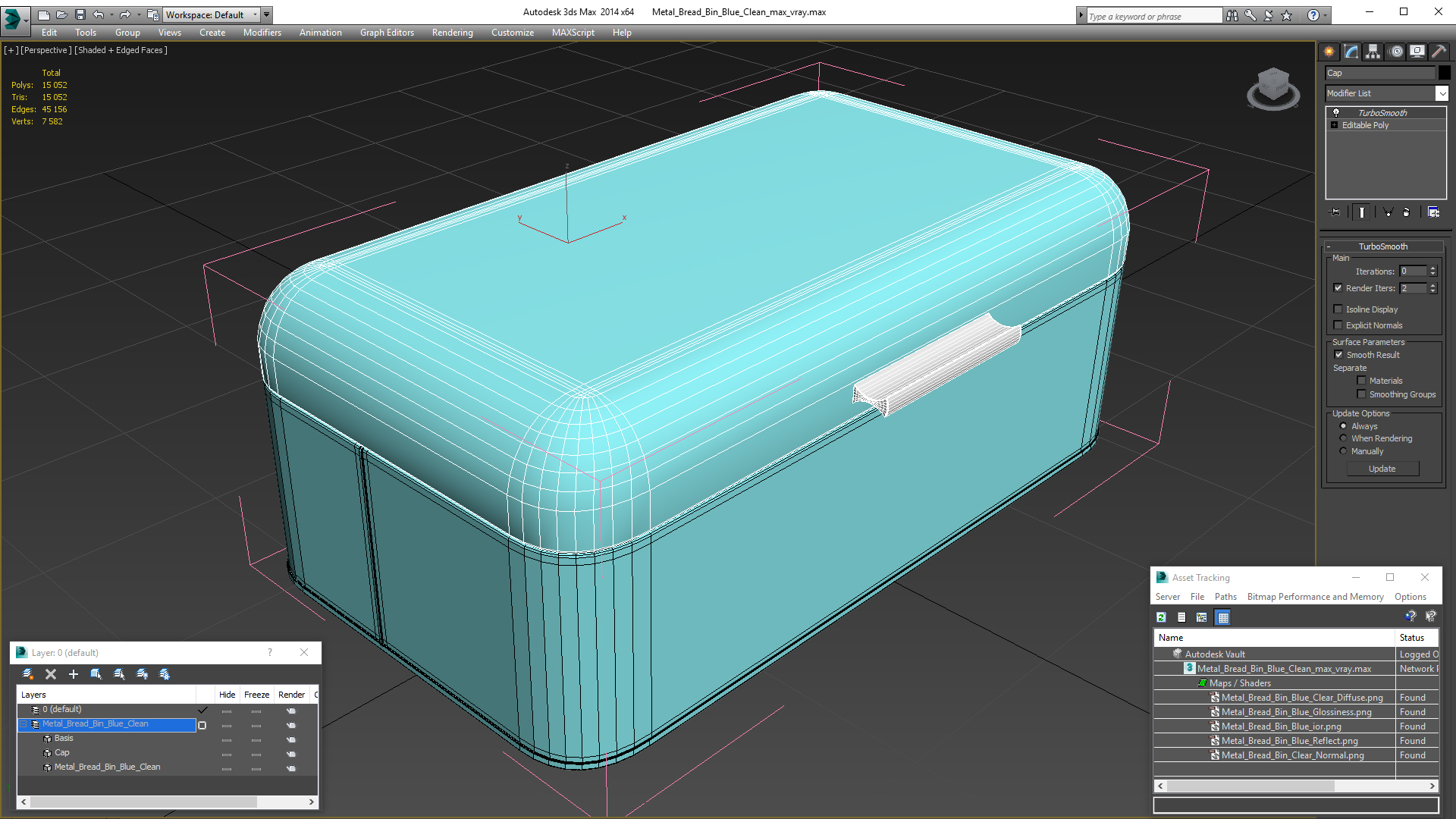 3D Metal Bread Bin Blue Clean