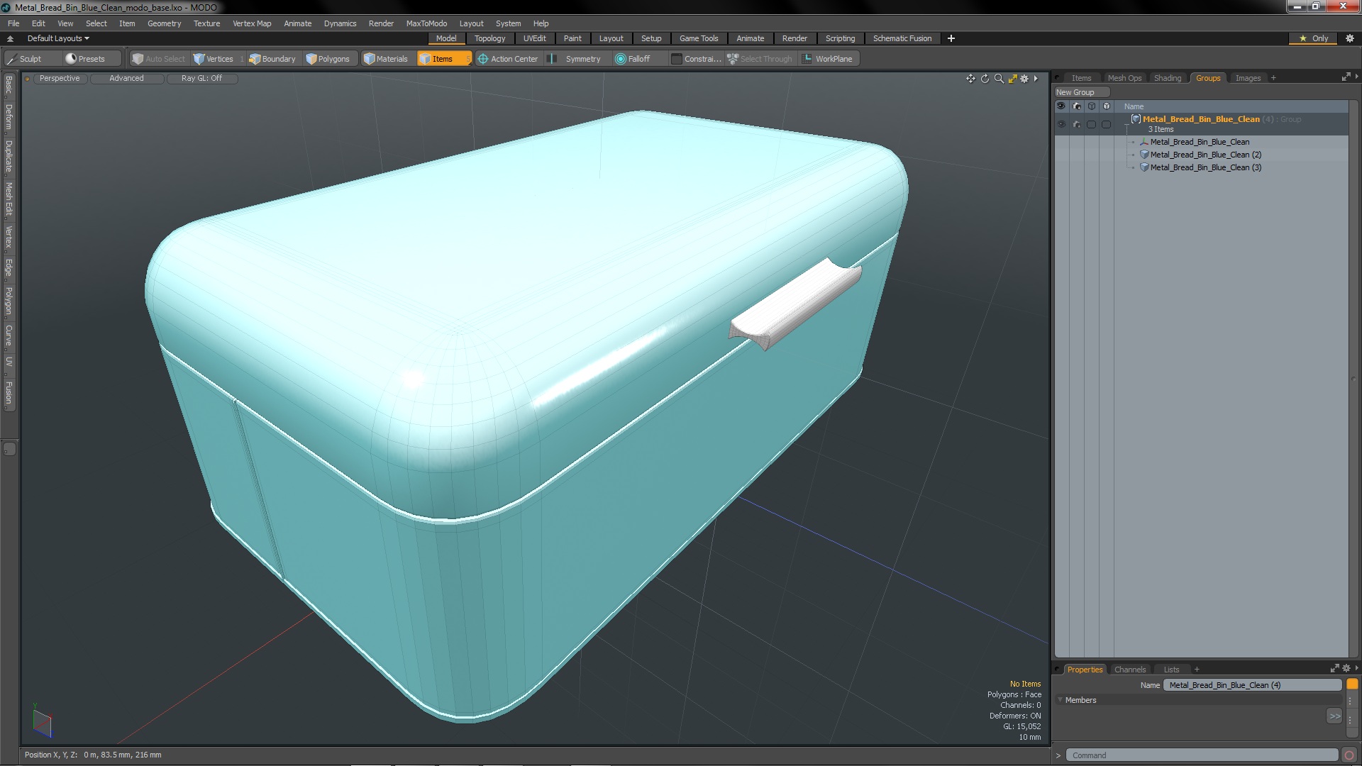 3D Metal Bread Bin Blue Clean