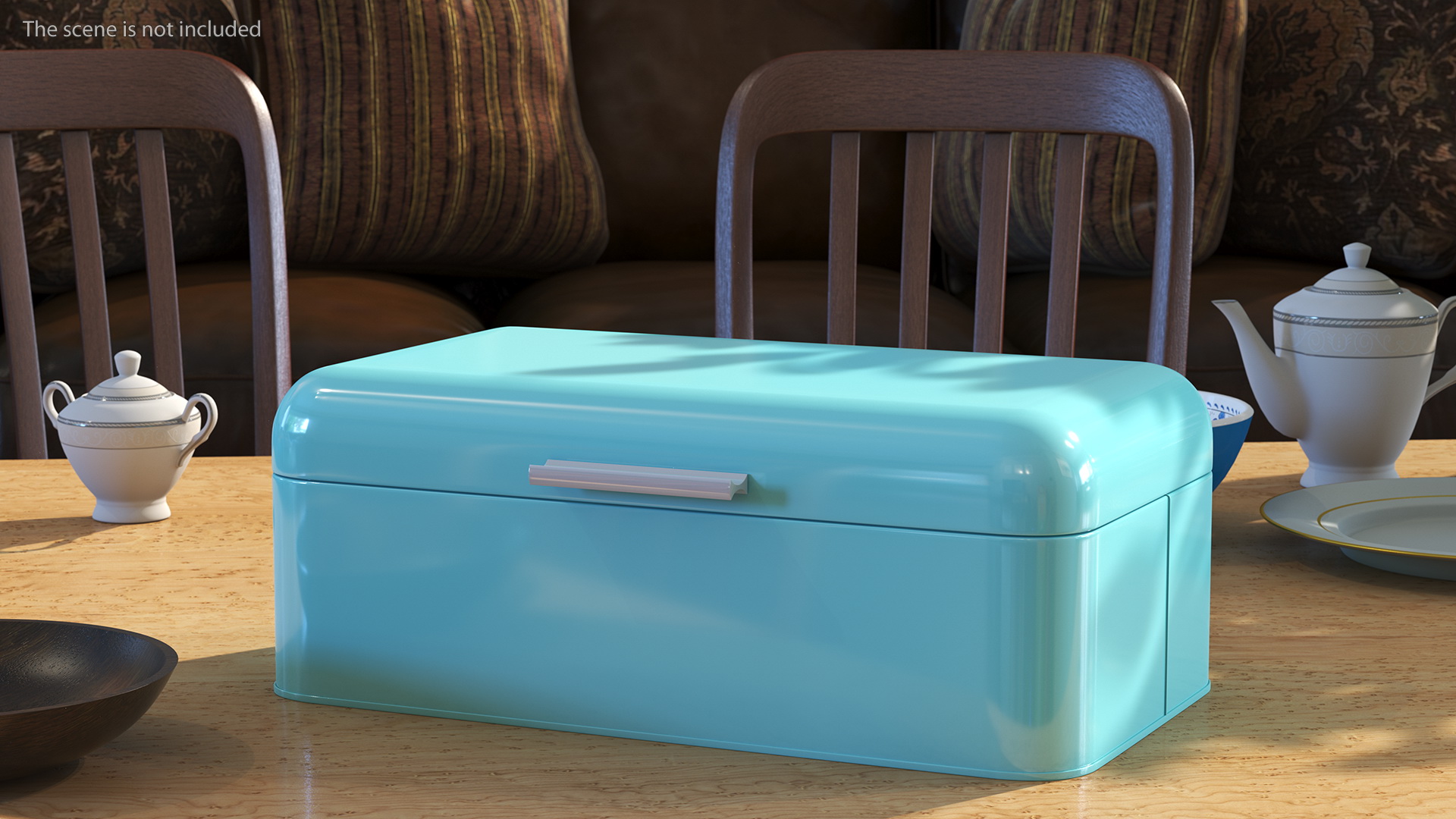 3D Metal Bread Bin Blue Clean