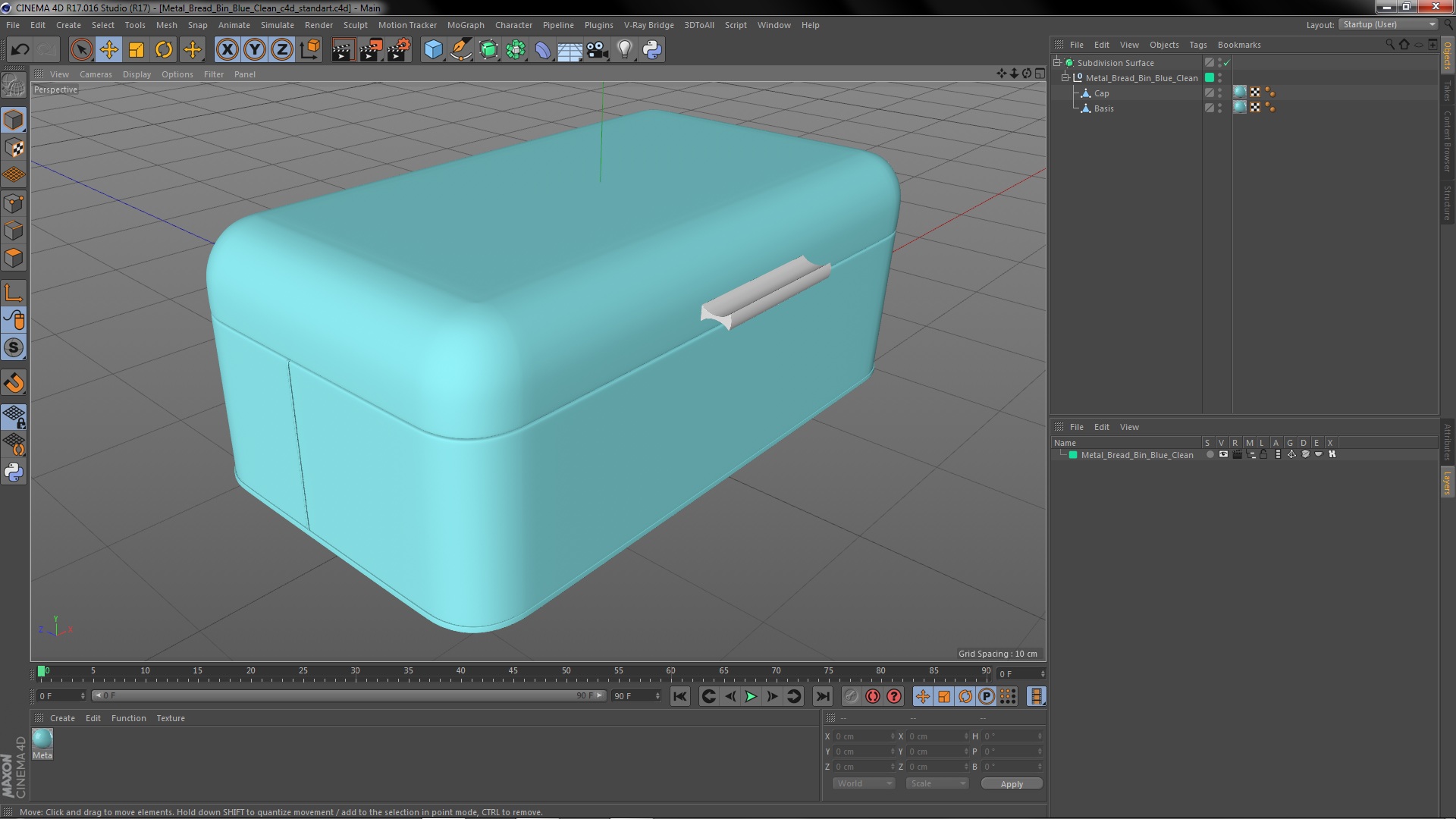 3D Metal Bread Bin Blue Clean
